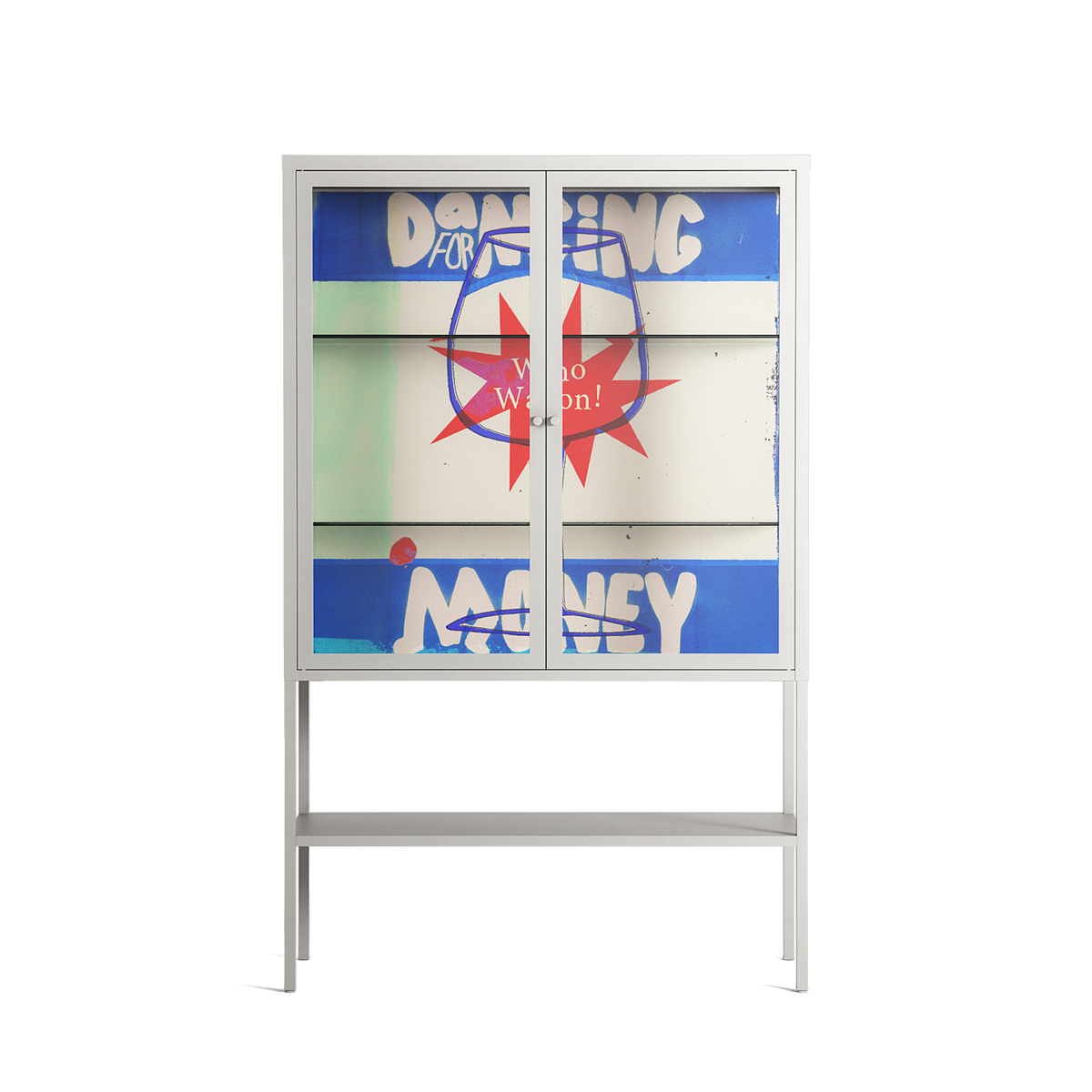 Wino Wagon - Loft Cabinet - Ciara Wade - Chalk - Clear glass