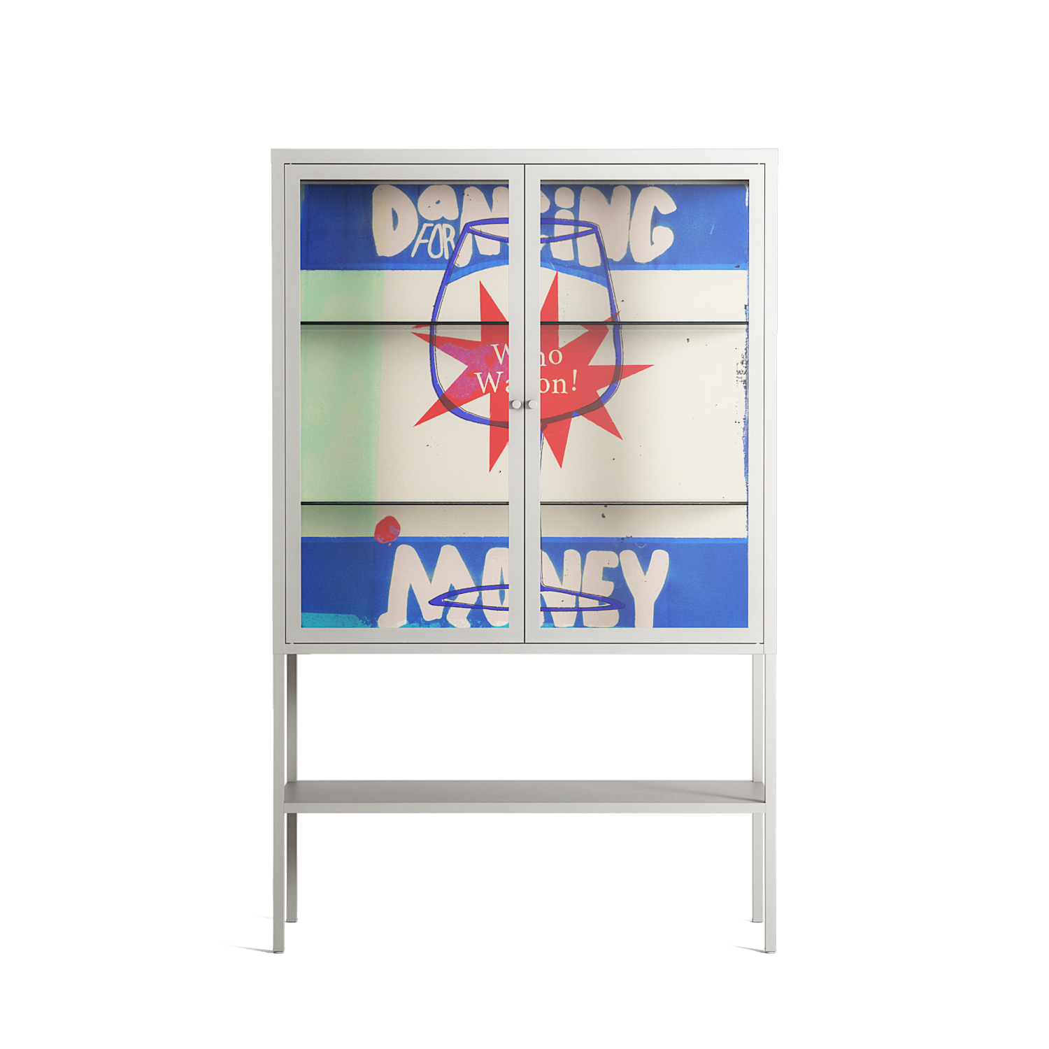 Wino Wagon - Loft Cabinet - Ciara Wade - Chalk - Clear glass