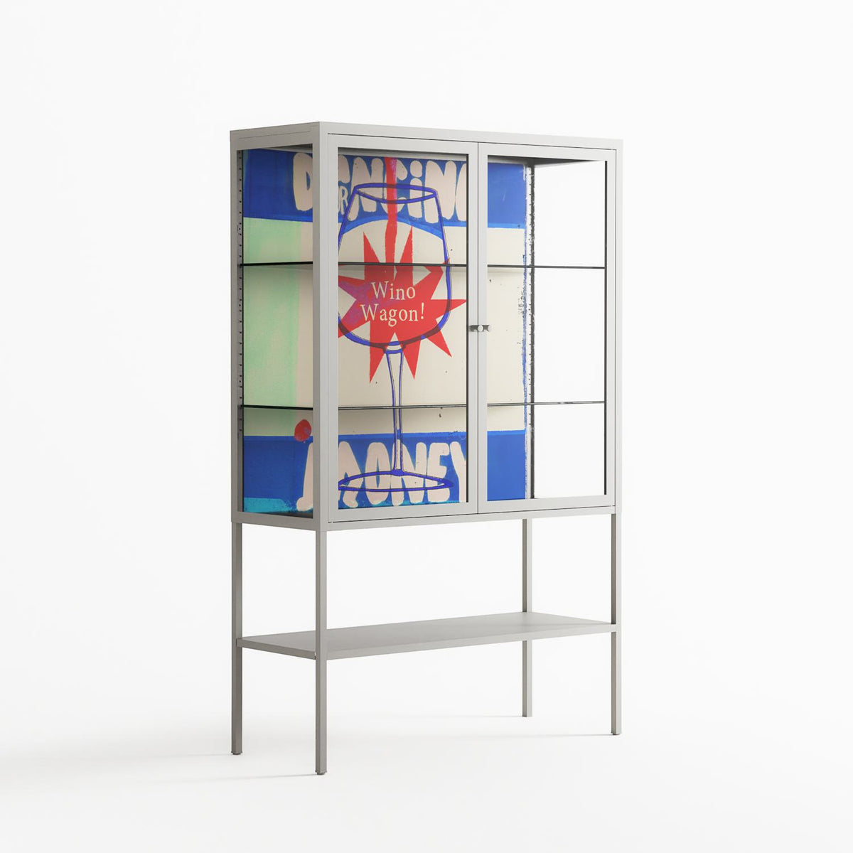 Wino Wagon - Loft Cabinet - Ciara Wade - Chalk - Clear glass