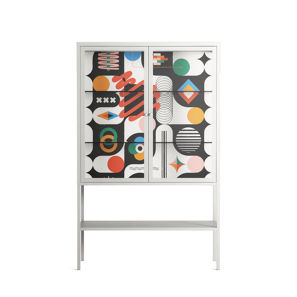 Connections - Loft Cabinet - Vratislav Pecka - Chalk - Clear glass