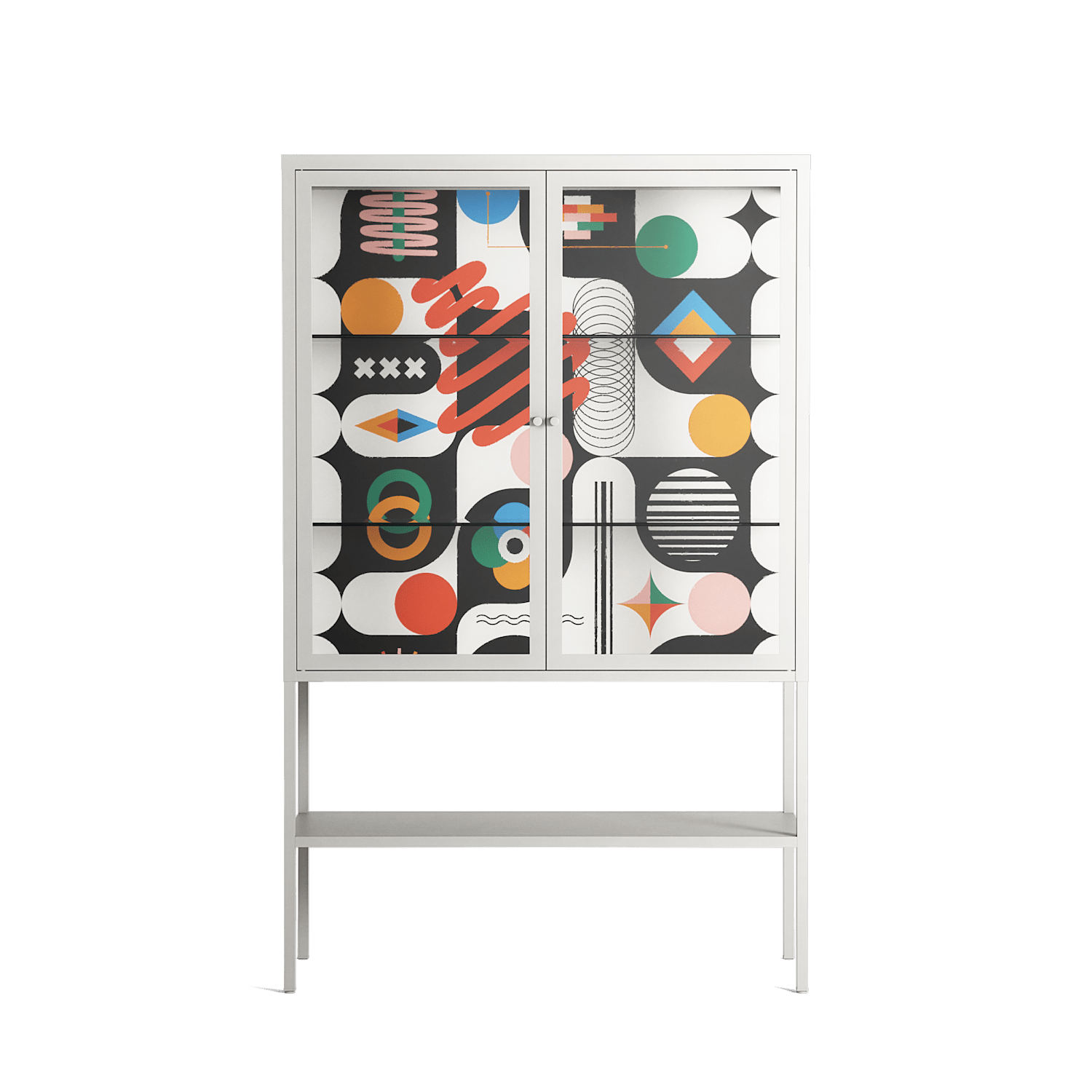 Connections - Loft Cabinet - Vratislav Pecka - Chalk - Clear glass