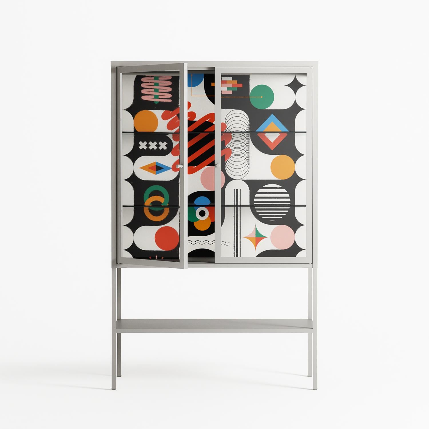 Connections - Loft Cabinet - Vratislav Pecka - Chalk - Clear glass