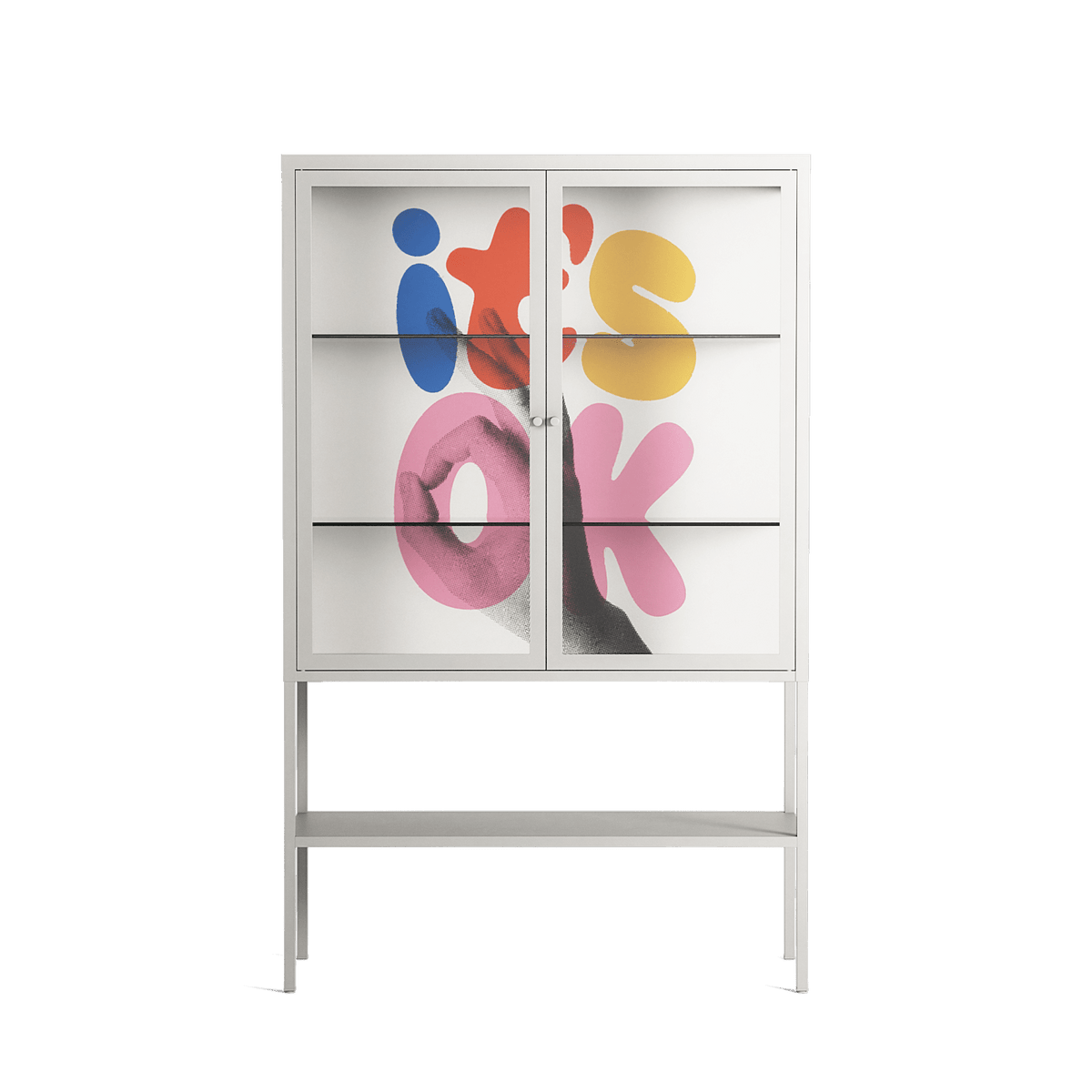 Its Ok - Loft Cabinet - Vratislav Pecka - Chalk - Clear glass