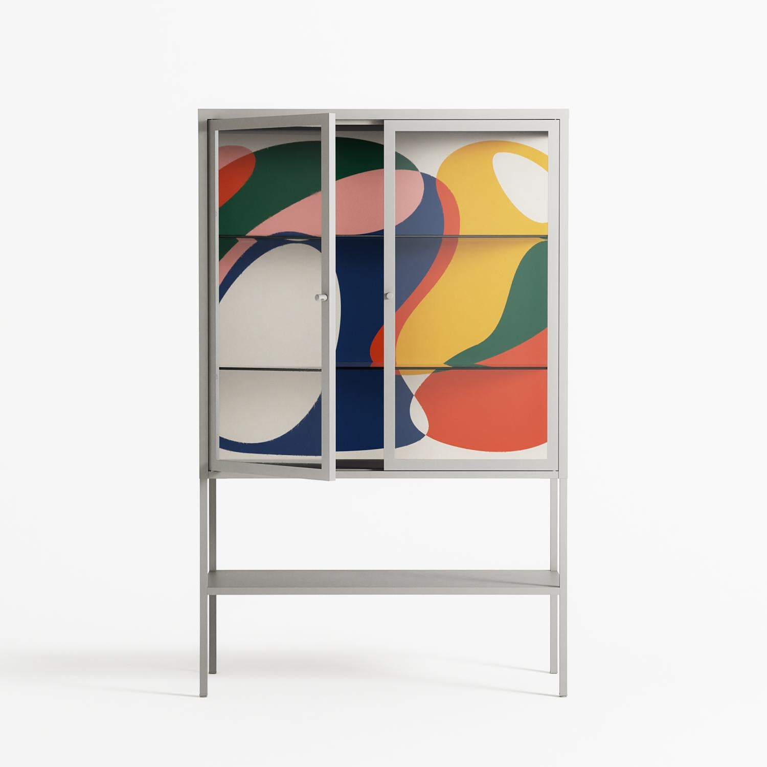 Spilled Paint - Loft Cabinet - Vratislav Pecka - Chalk - Clear glass