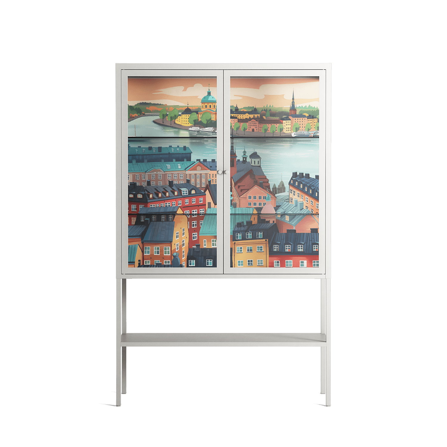 Gamla Stan - Loft Cabinet - Nur Rydberg - Chalk - Clear glass