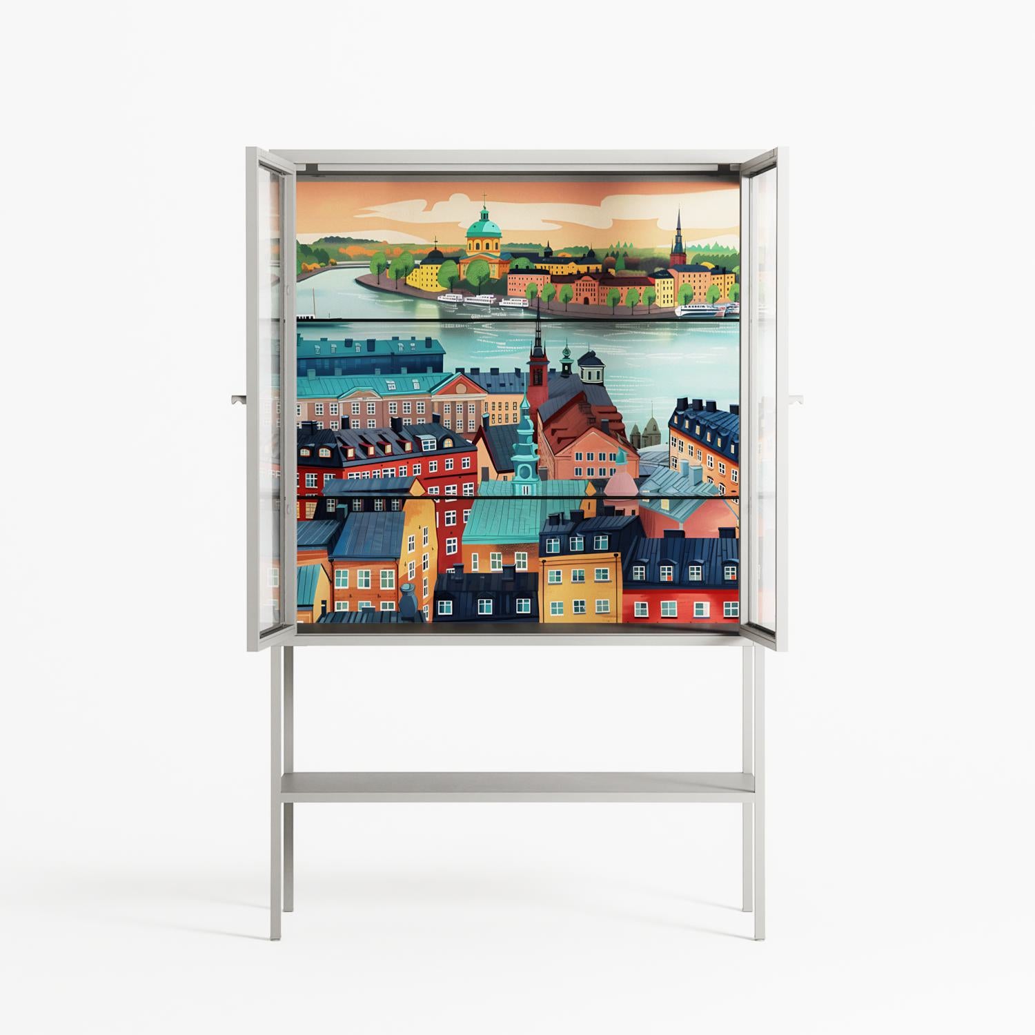 Gamla Stan - Loft Cabinet - Nur Rydberg - Chalk - Clear glass