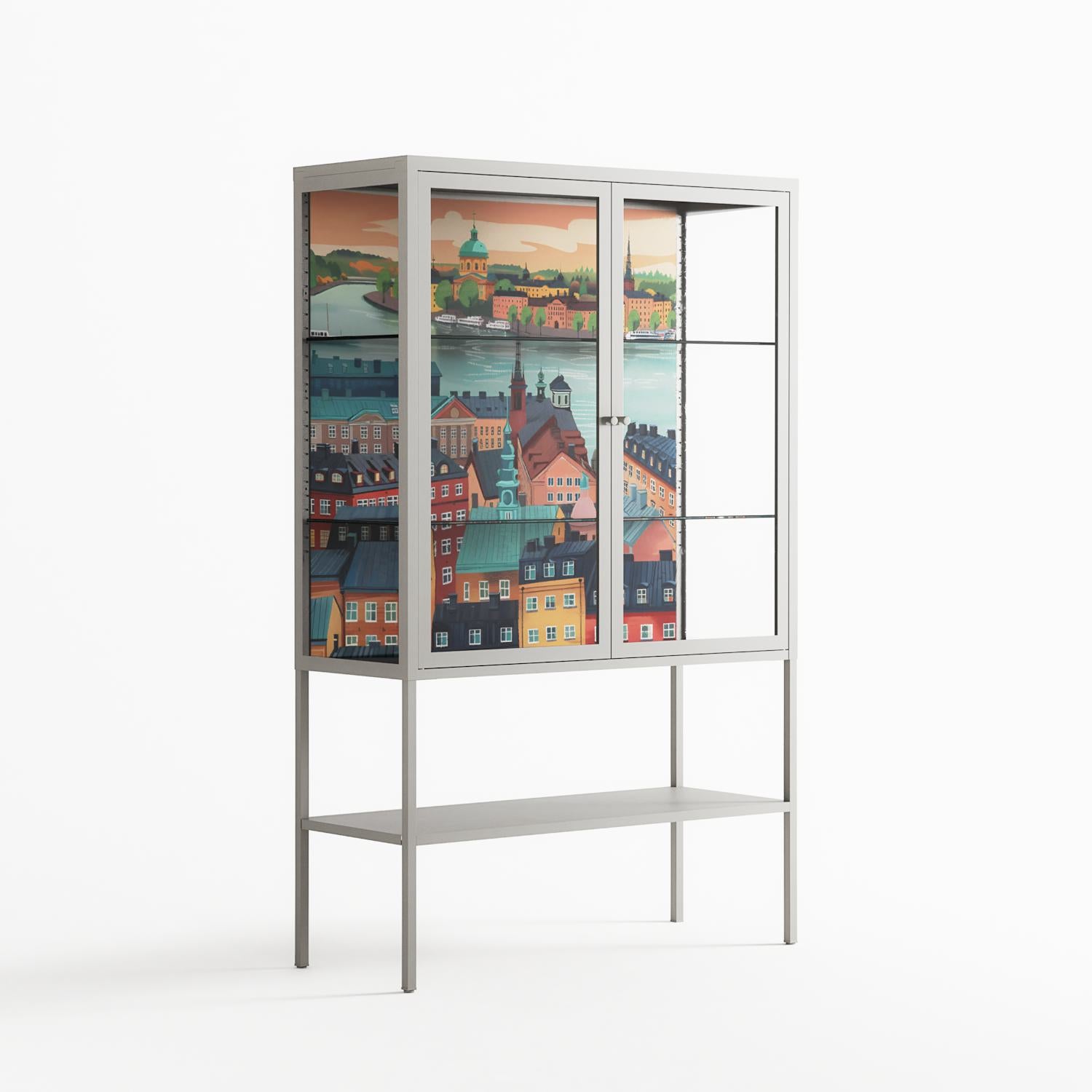Gamla Stan - Loft Cabinet - Nur Rydberg - Chalk - Clear glass