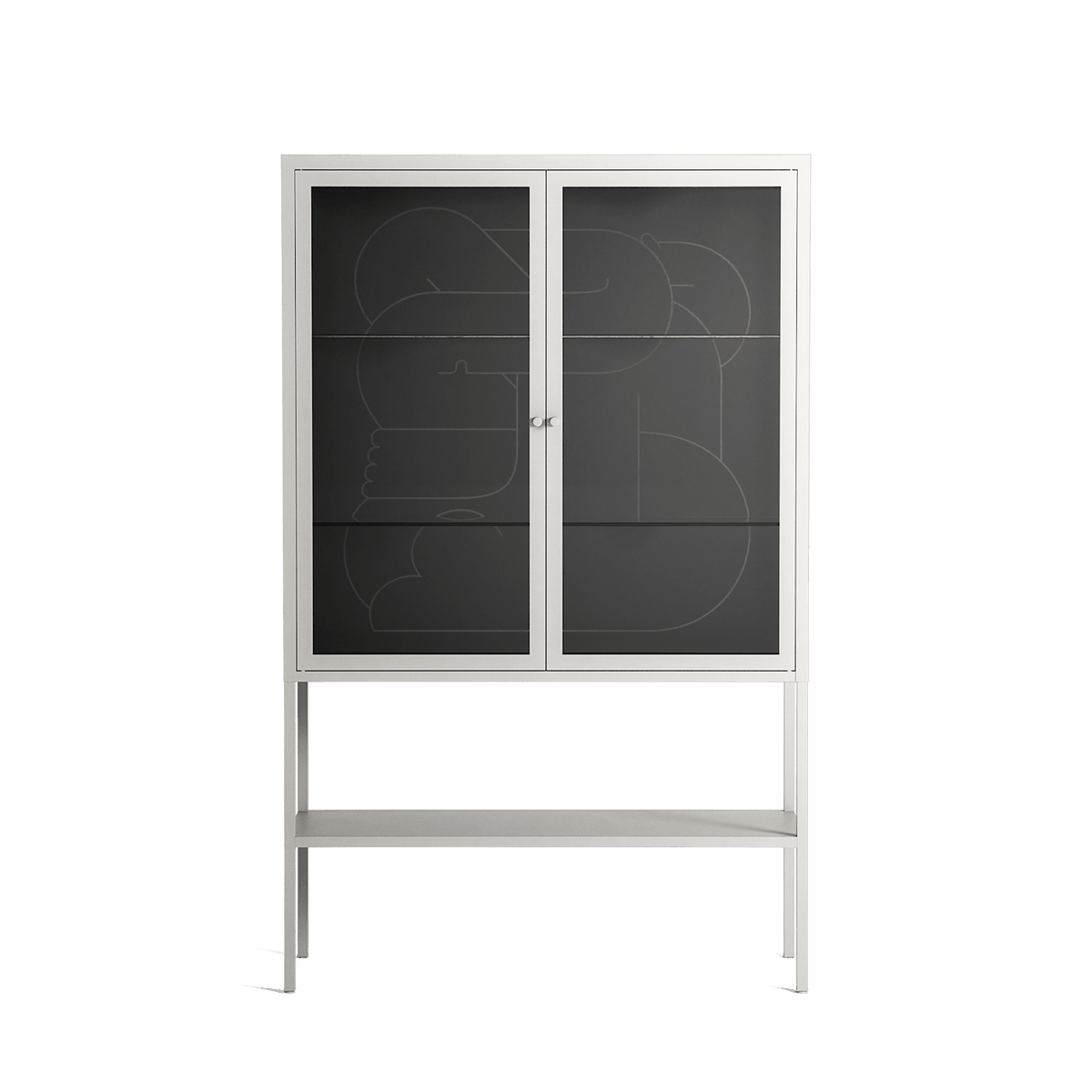 Hug 1 - Loft Cabinet - Andrea Devia-Nuño - Chalk - Clear glass