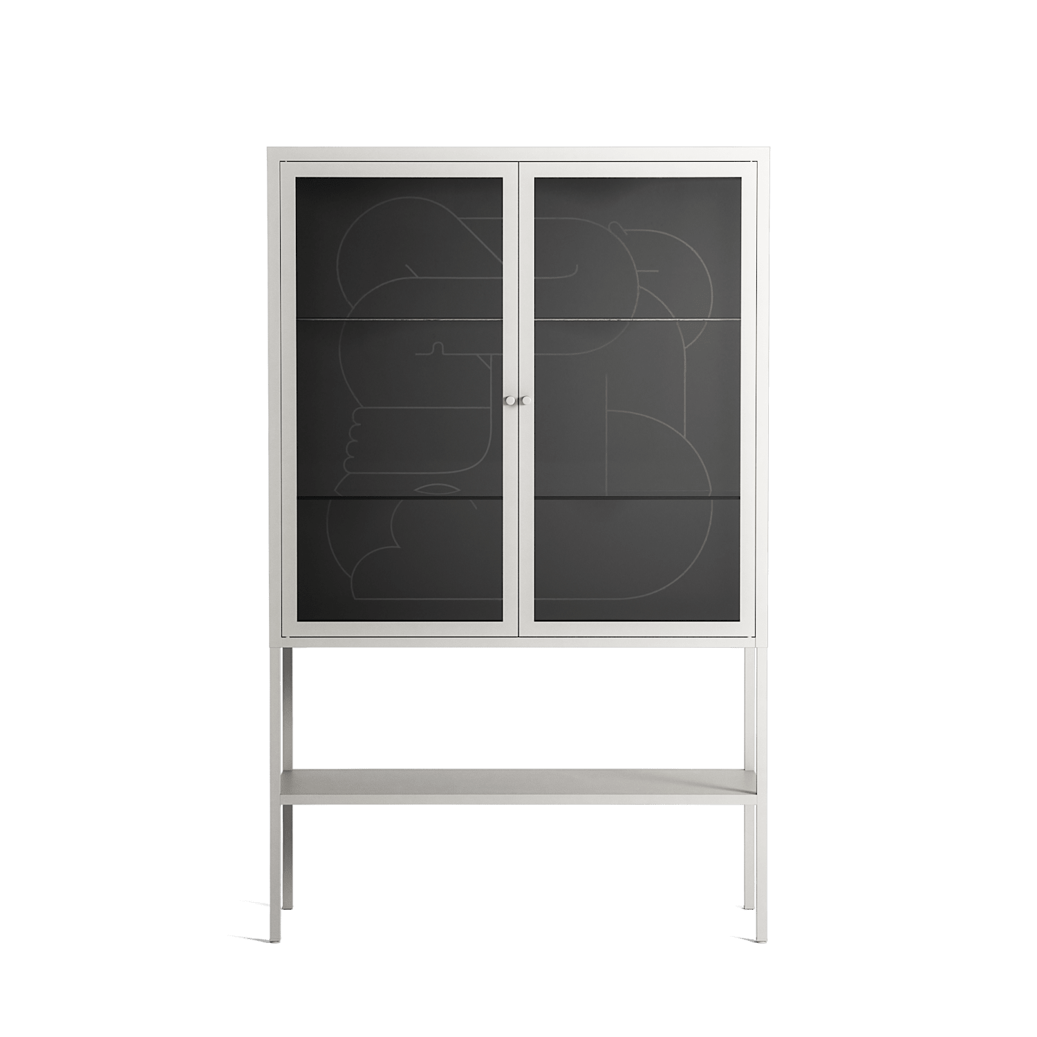 Hug 1 - Loft Cabinet - Andrea Devia-Nuño - Chalk - Clear glass