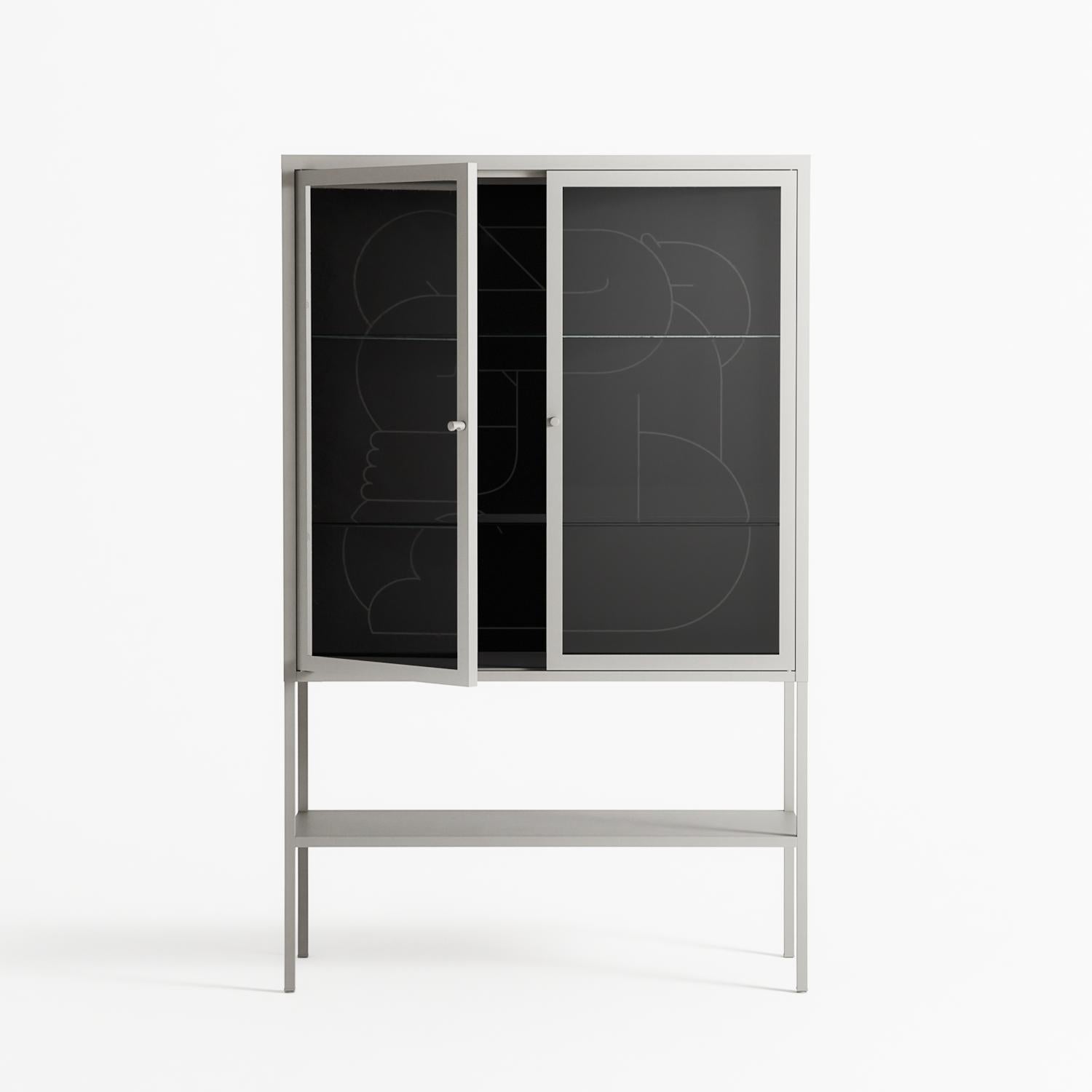 Hug 1 - Loft Cabinet - Andrea Devia-Nuño - Chalk - Clear glass