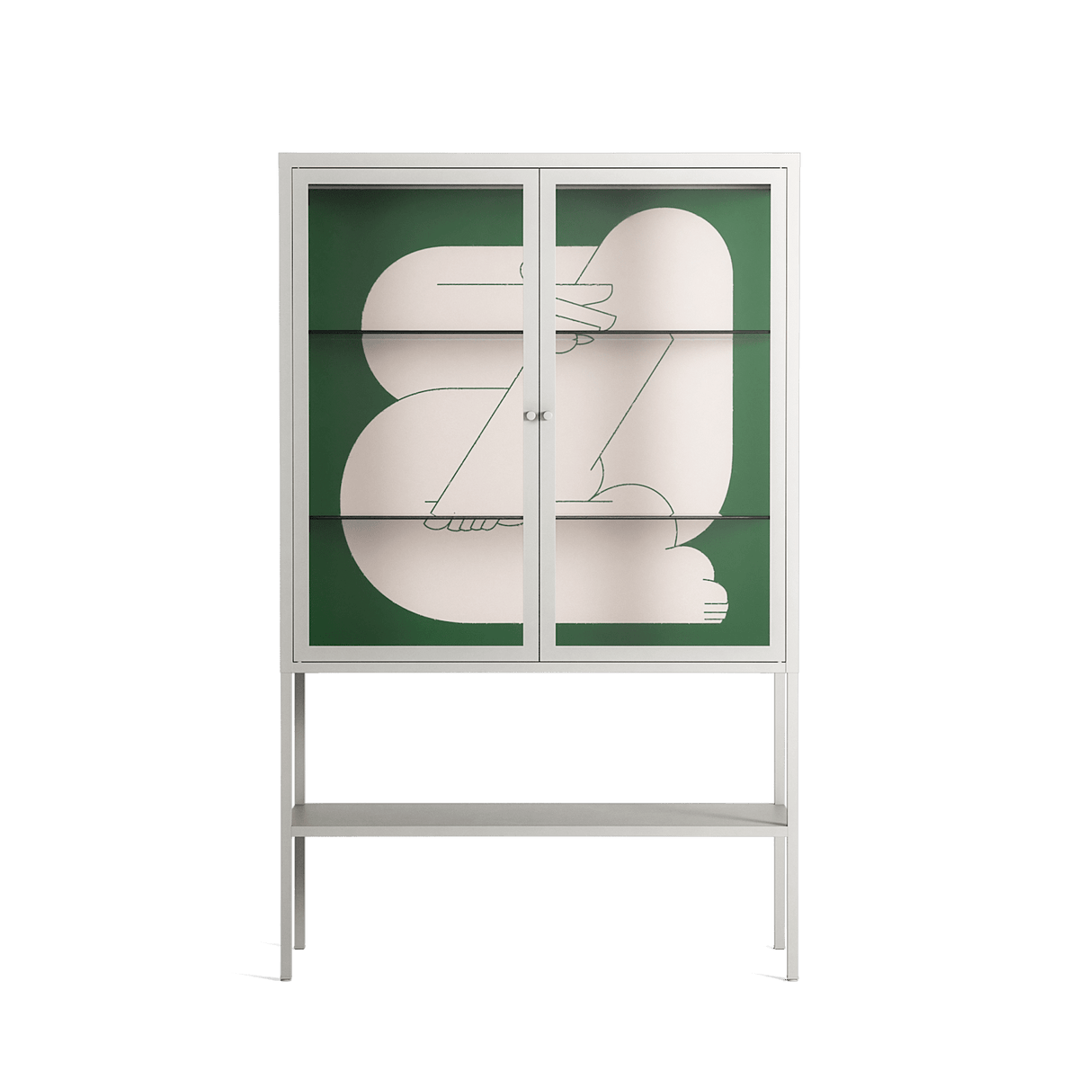 Rest 1 - Loft Cabinet - Andrea Devia-Nuño - Chalk - Clear glass