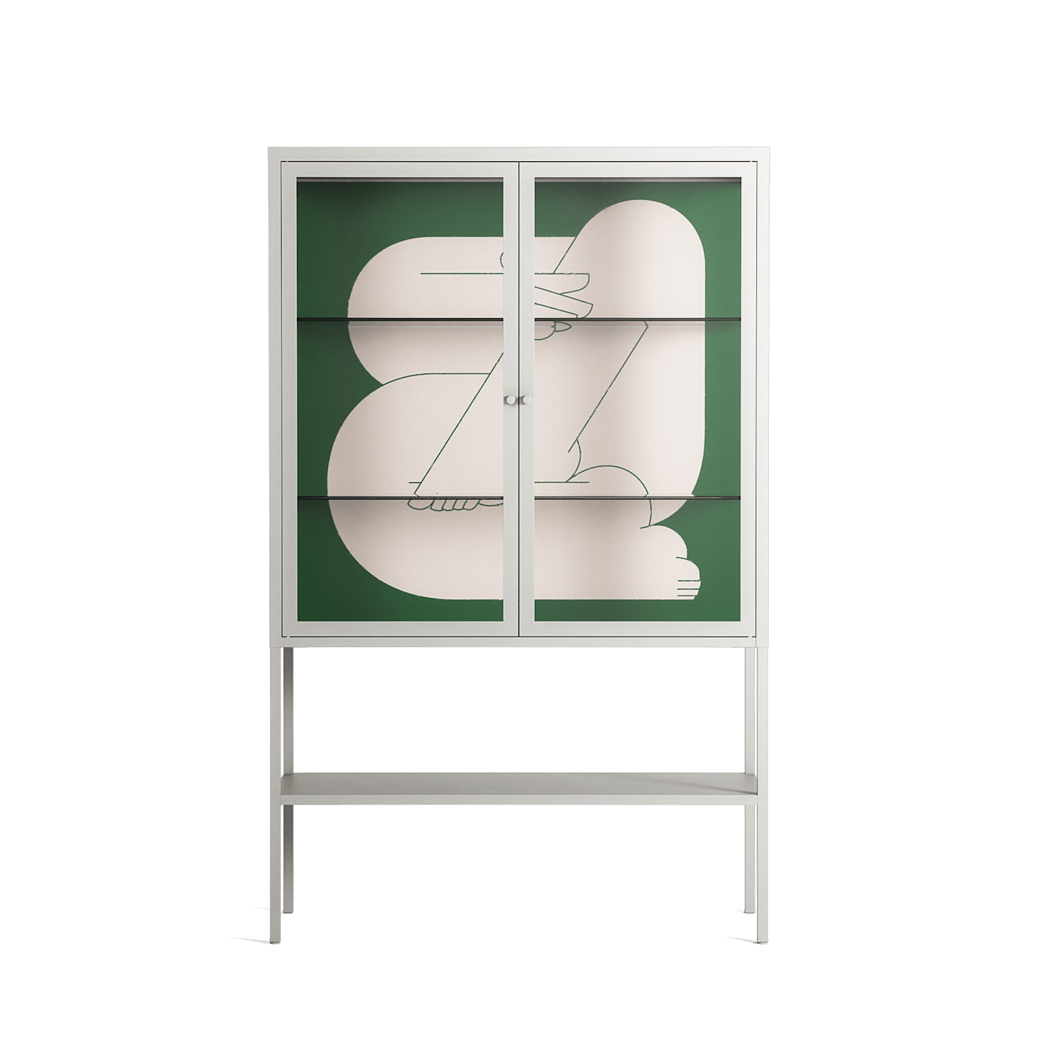 Rest 1 - Loft Cabinet - Andrea Devia-Nuño - Chalk - Clear glass