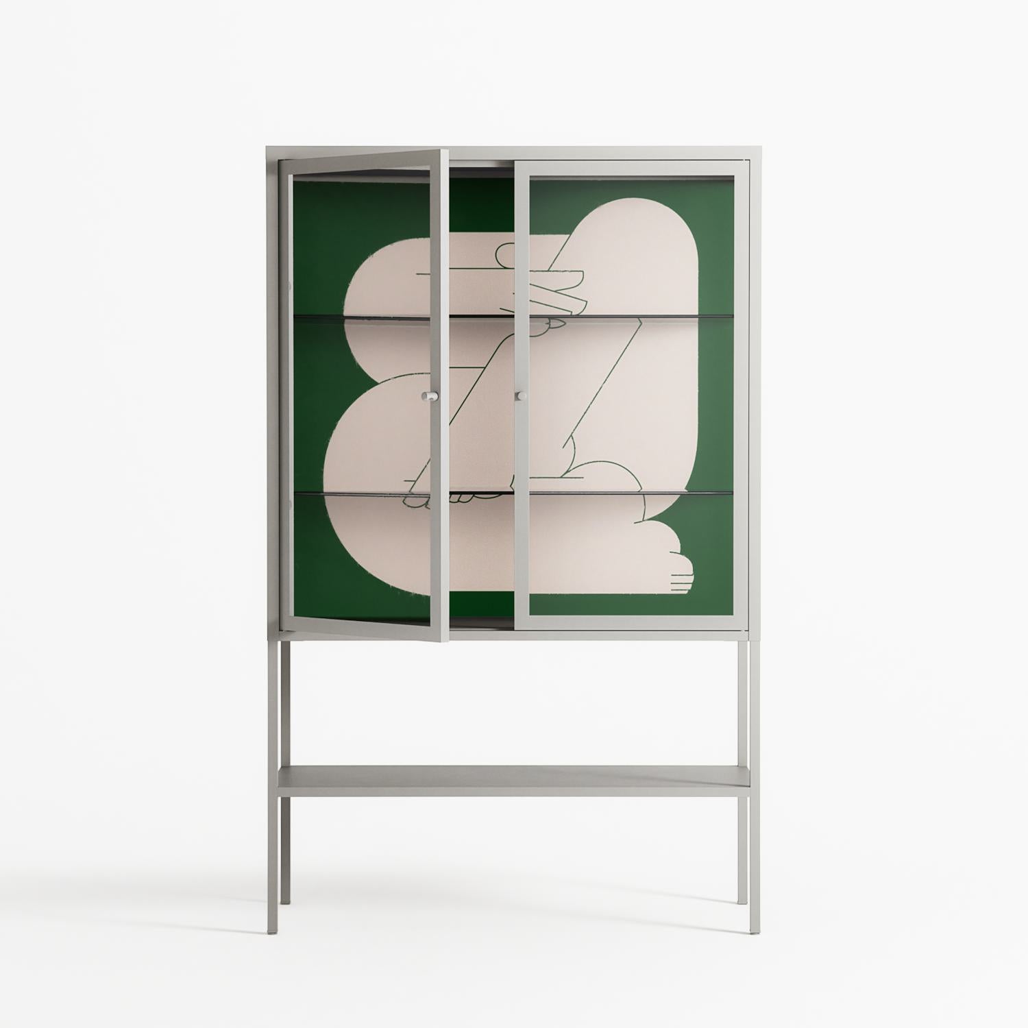 Rest 1 - Loft Cabinet - Andrea Devia-Nuño - Chalk - Clear glass