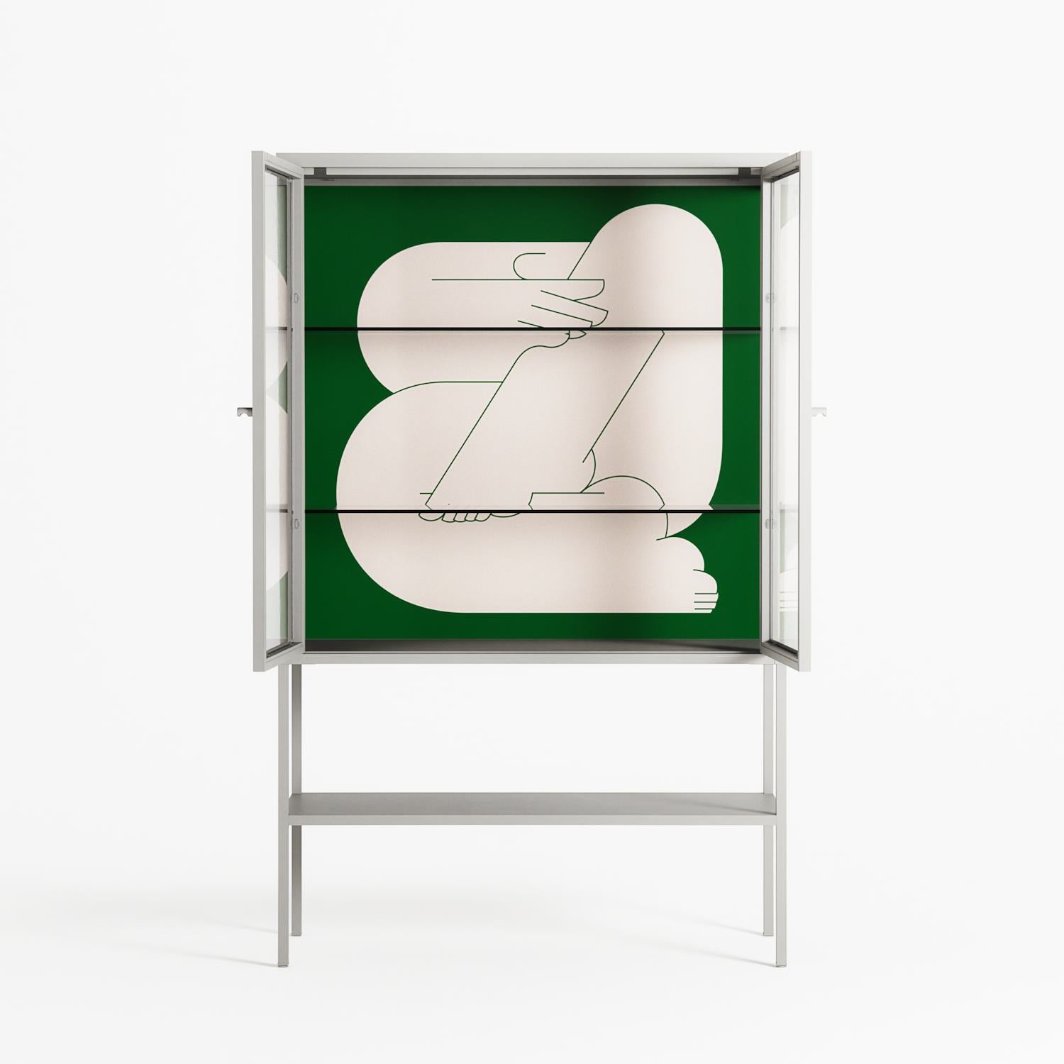 Rest 1 - Loft Cabinet - Andrea Devia-Nuño - Chalk - Clear glass