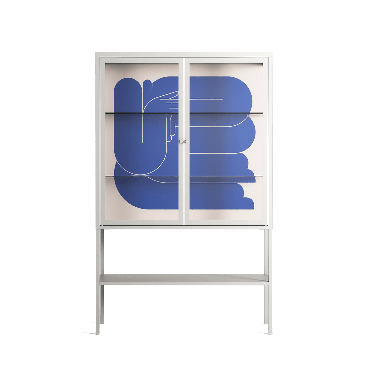 Wait 2 - Loft Cabinet - Andrea Devia-Nuño - Chalk - Clear glass
