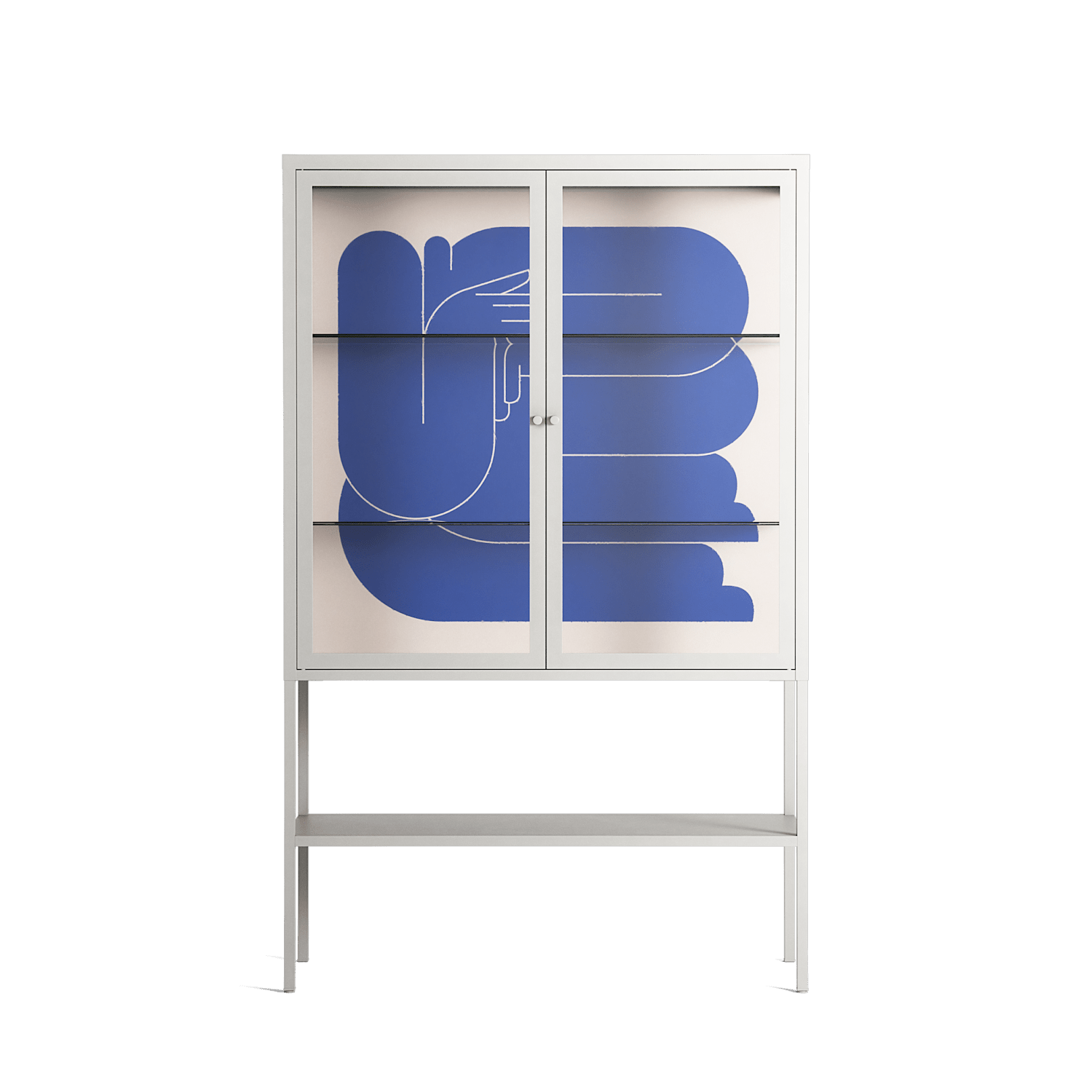 Wait 2 - Loft Cabinet - Andrea Devia-Nuño - Chalk - Clear glass