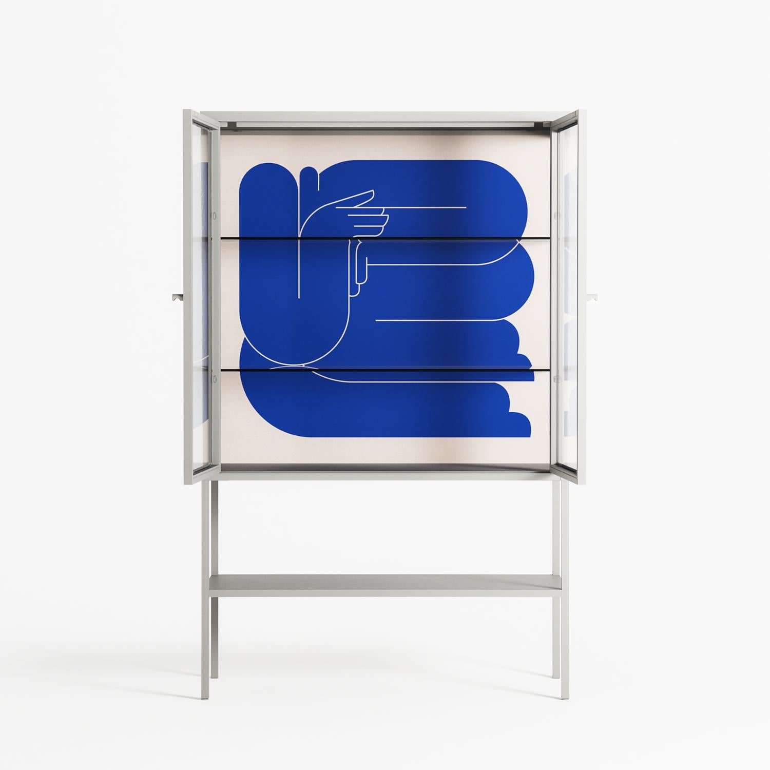 Wait 2 - Loft Cabinet - Andrea Devia-Nuño - Chalk - Clear glass