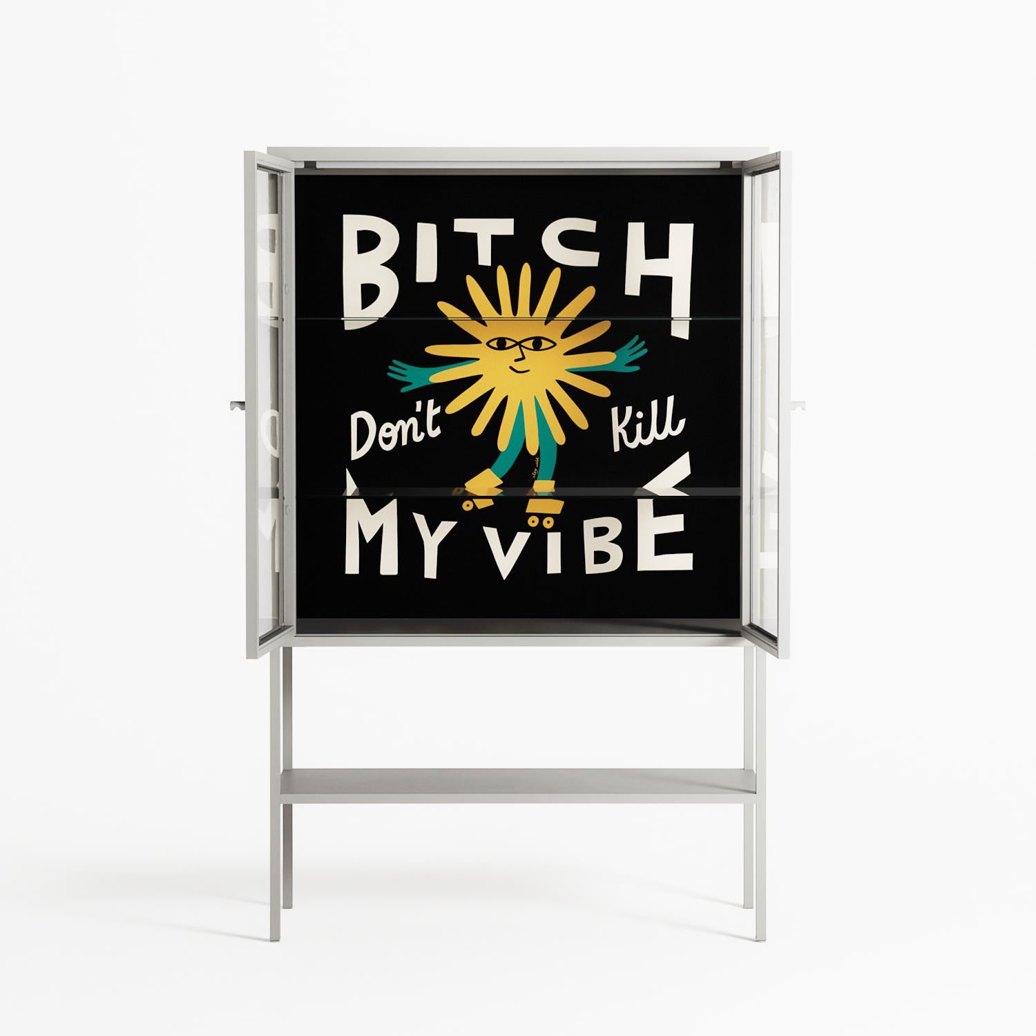 Bitch Don't Kill My Vibe - Loft Cabinet - Aley Wild - Chalk - Clear glass