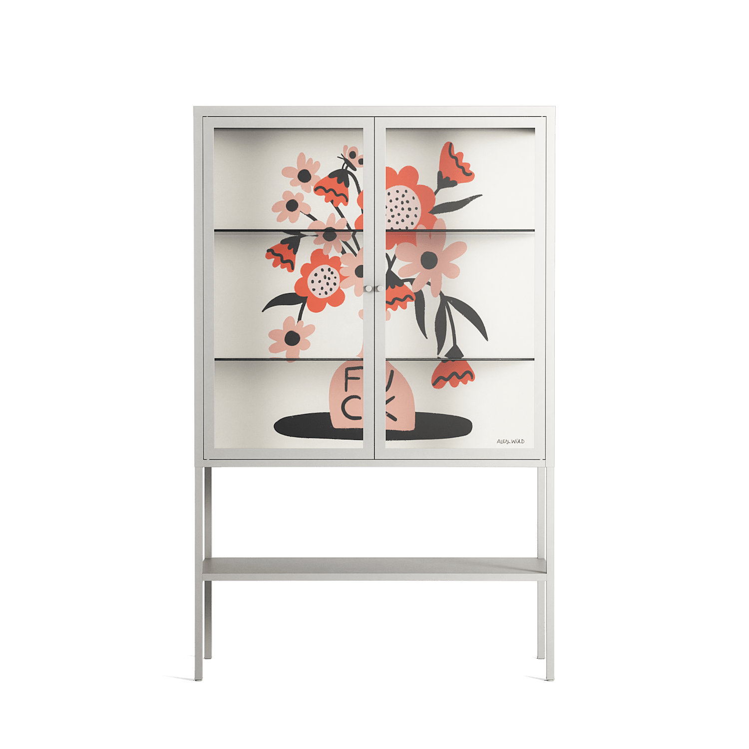Fuck - Loft Cabinet - Aley Wild - Chalk - Clear glass