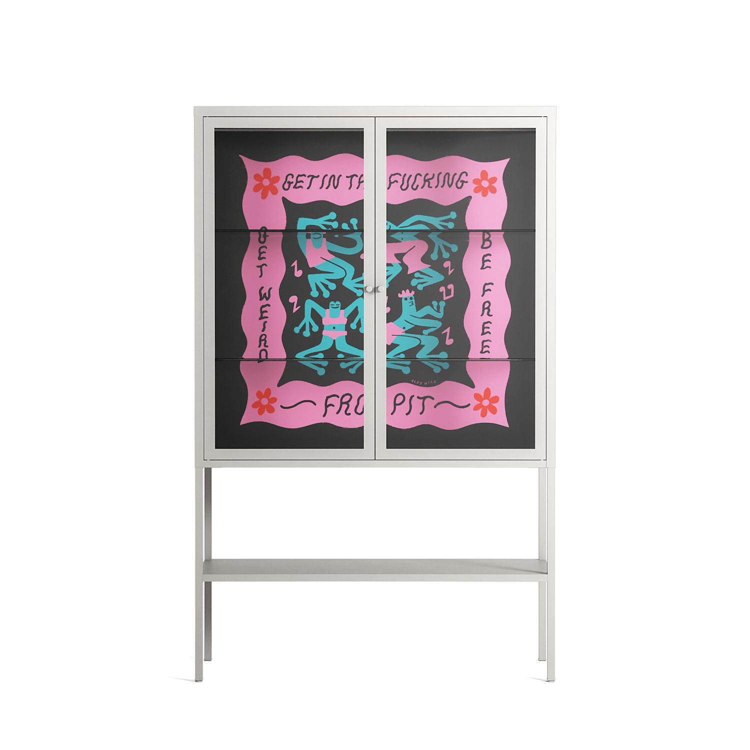 Get In The Fucking Frog Pit - Loft Cabinet - Aley Wild - Chalk - Clear glass