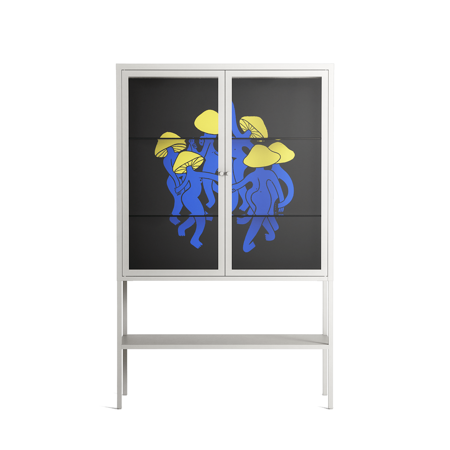 Mushroom Dance Blue - Loft Cabinet - Aley Wild - Chalk - Clear glass