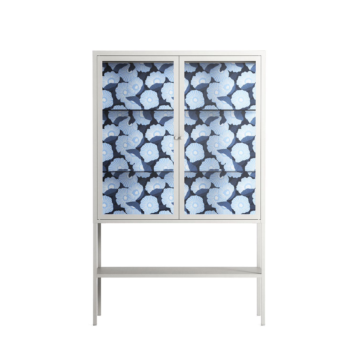 Blue Poppy 2 - Loft Cabinet - Katie O’Shea - Chalk - Clear glass
