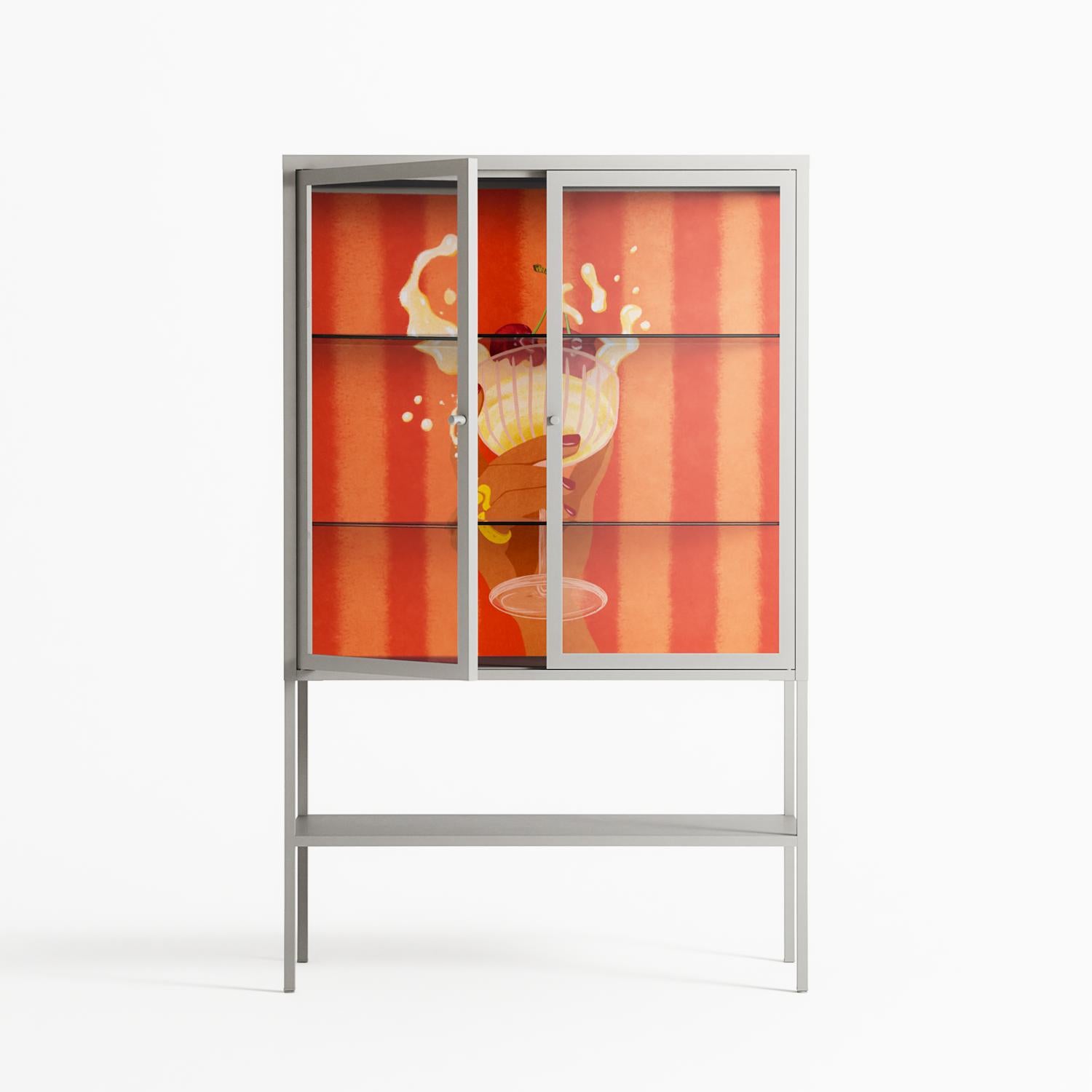 Drink And Cherries - Loft Cabinet - Raissa Oltmanns - Chalk - Clear glass