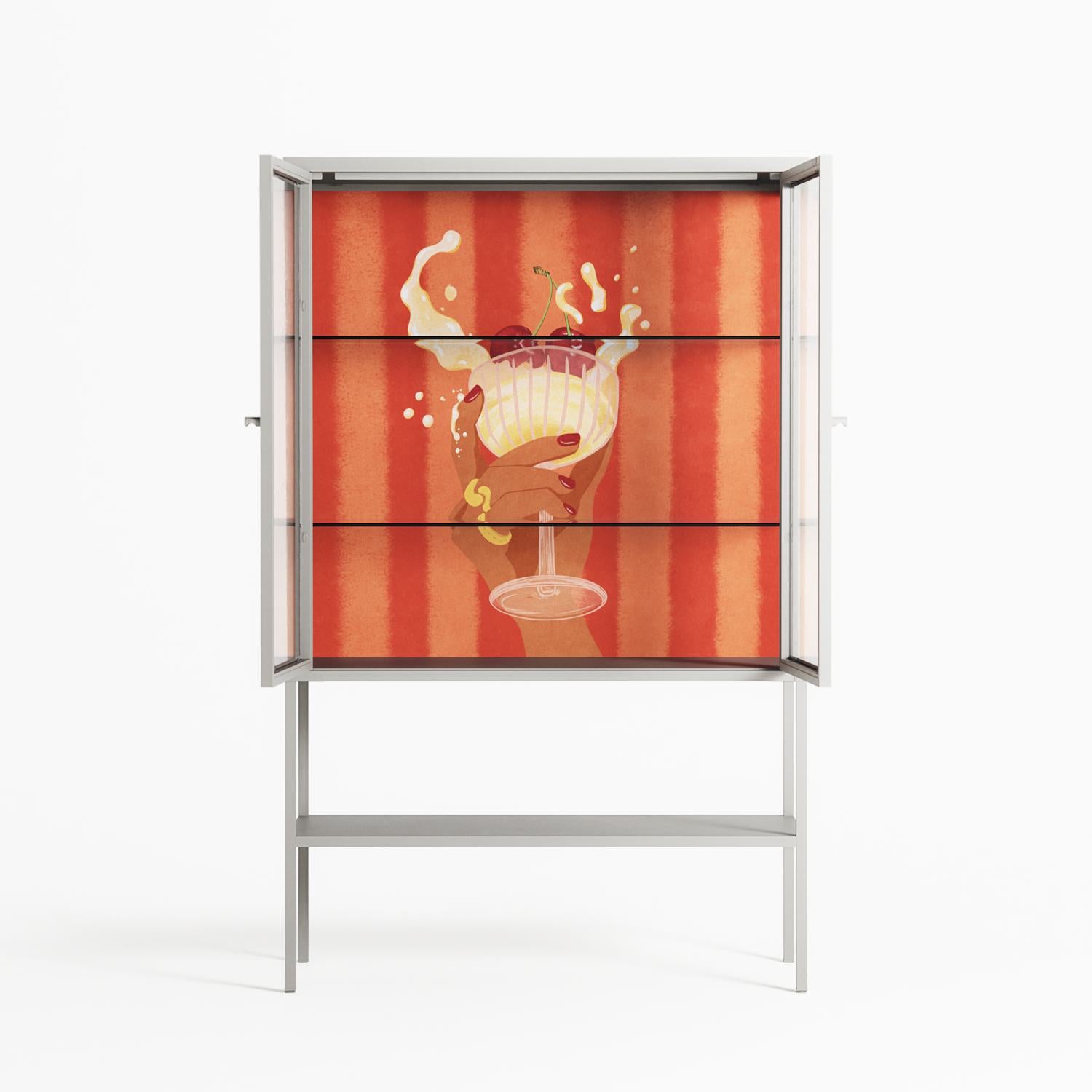 Drink And Cherries - Loft Cabinet - Raissa Oltmanns - Chalk - Clear glass