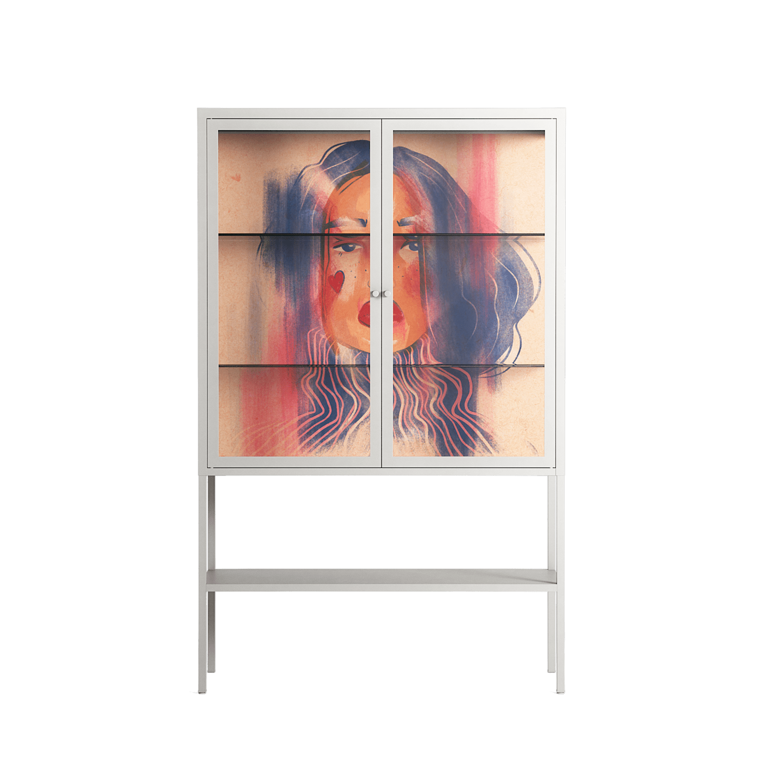Hidden Beauty - Loft Cabinet - Raissa Oltmanns - Chalk - Clear glass