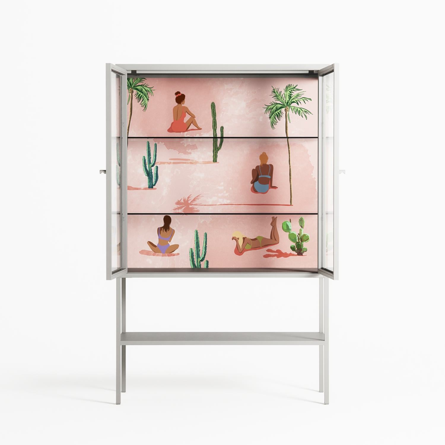 Woman at the Beach - Loft Cabinet - Raissa Oltmanns - Chalk - Clear glass