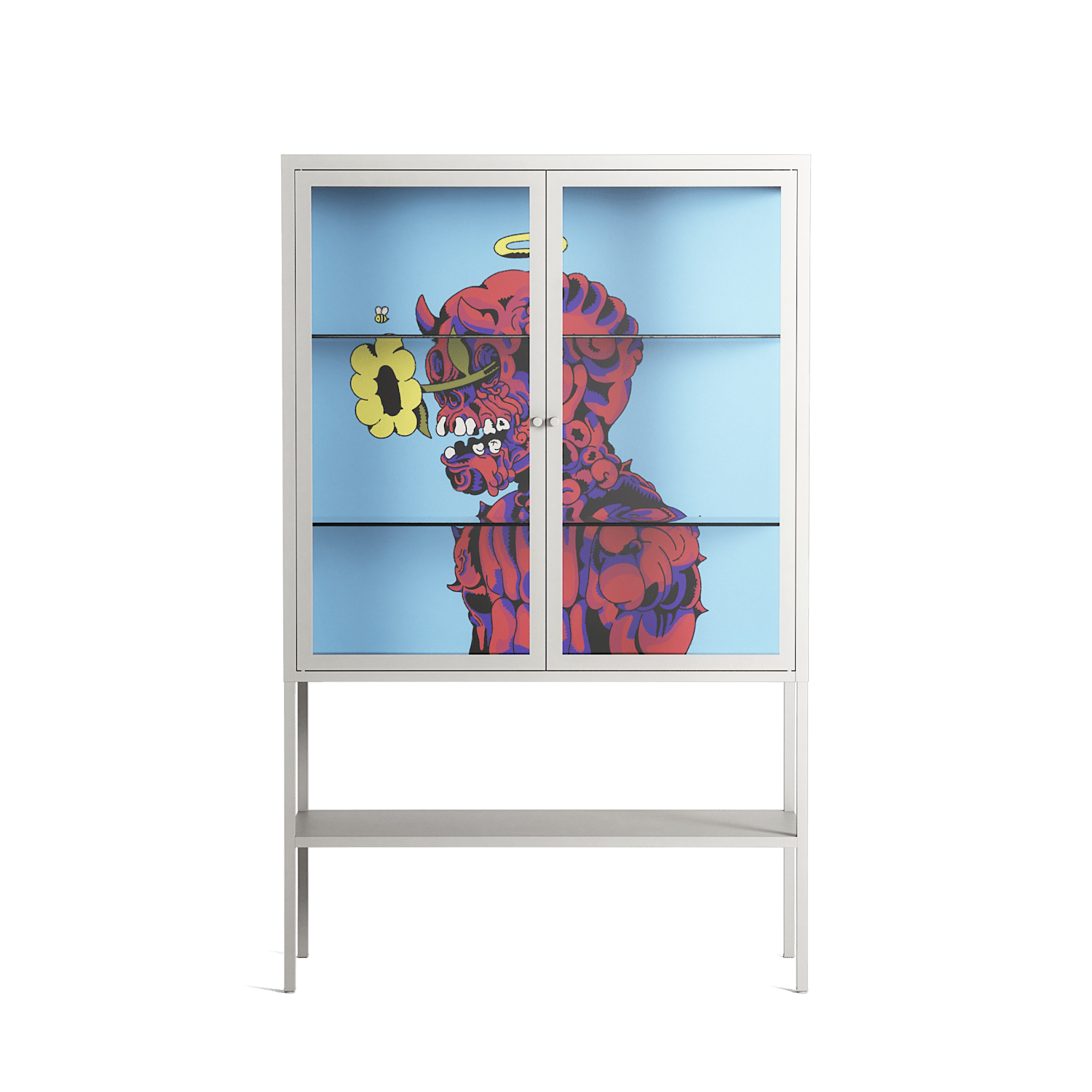 Flower - Loft Cabinet - Cezar Berje - Chalk - Clear glass