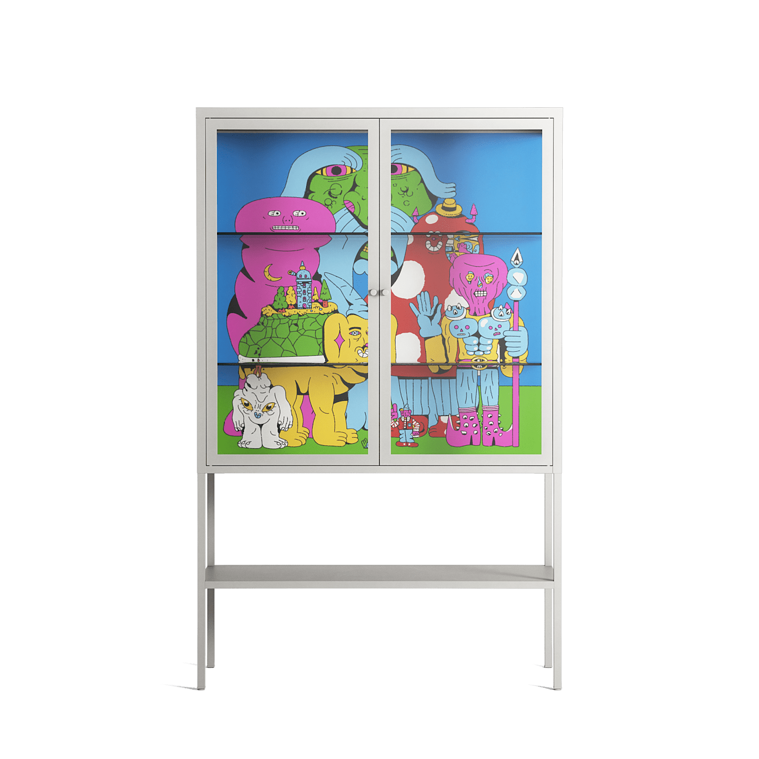 Funny Friends - Loft Cabinet - Cezar Berje - Chalk - Clear glass