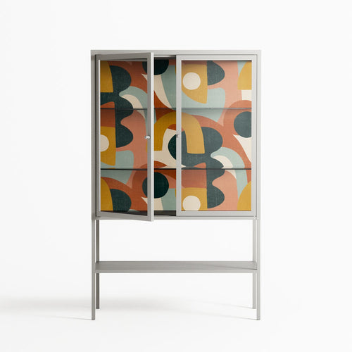 Abstract Sunrise - Loft Cabinet - Amy Suther - Chalk - Clear glass
