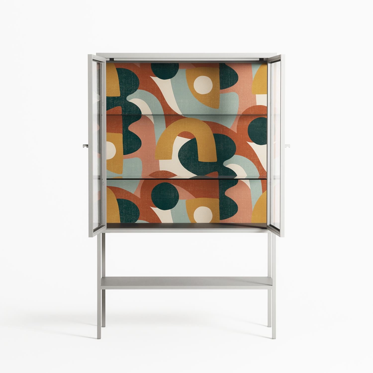 Abstract Sunrise - Loft Cabinet - Amy Suther - Chalk - Clear glass