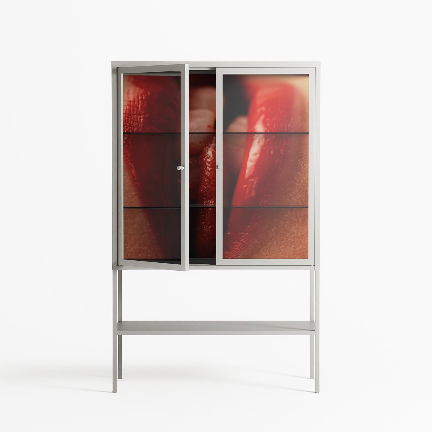 Red 2 - Loft Cabinet - Nadia Ryder - Chalk - Clear glass