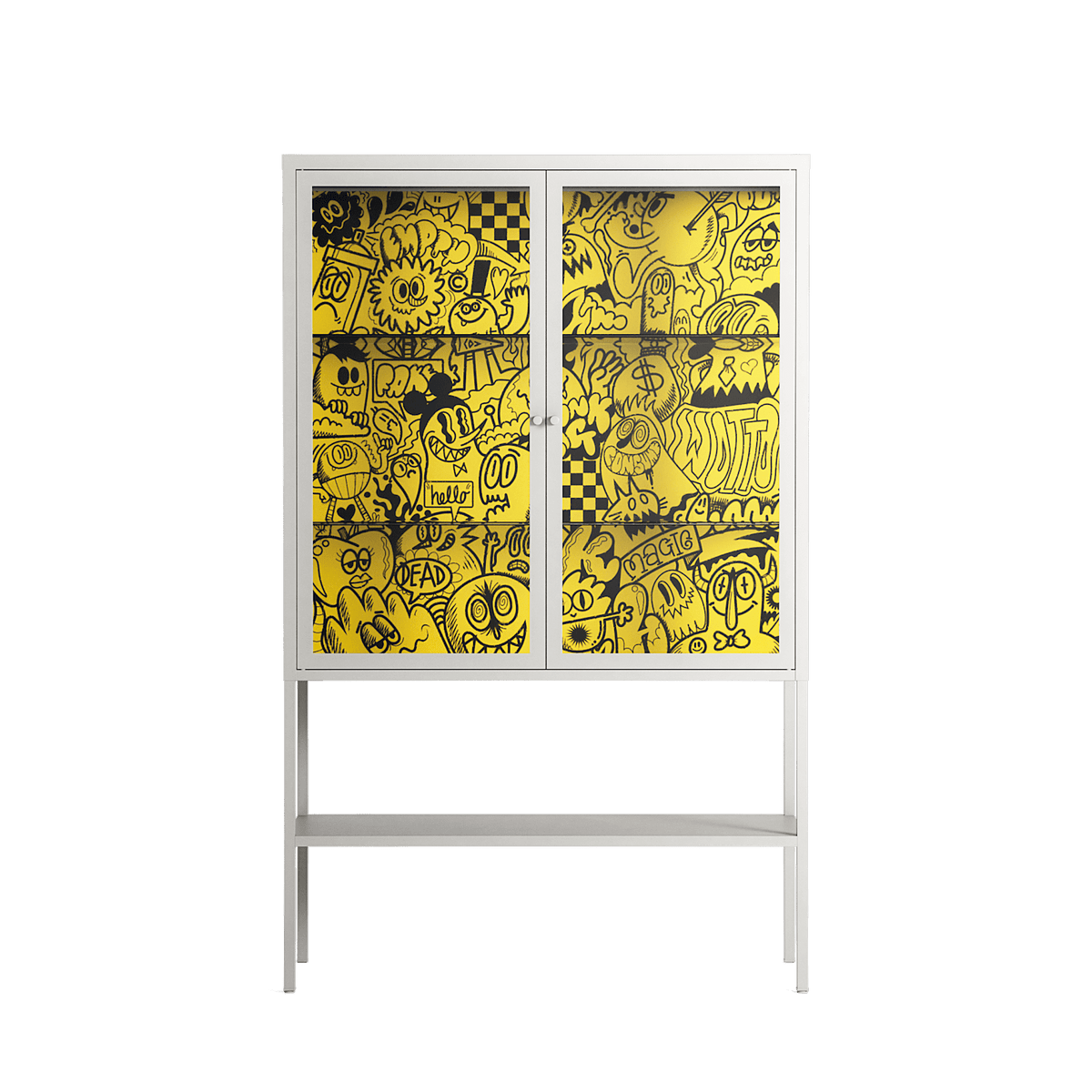 What a Mess - Loft Cabinet - Craig Watkins - Chalk - Clear glass