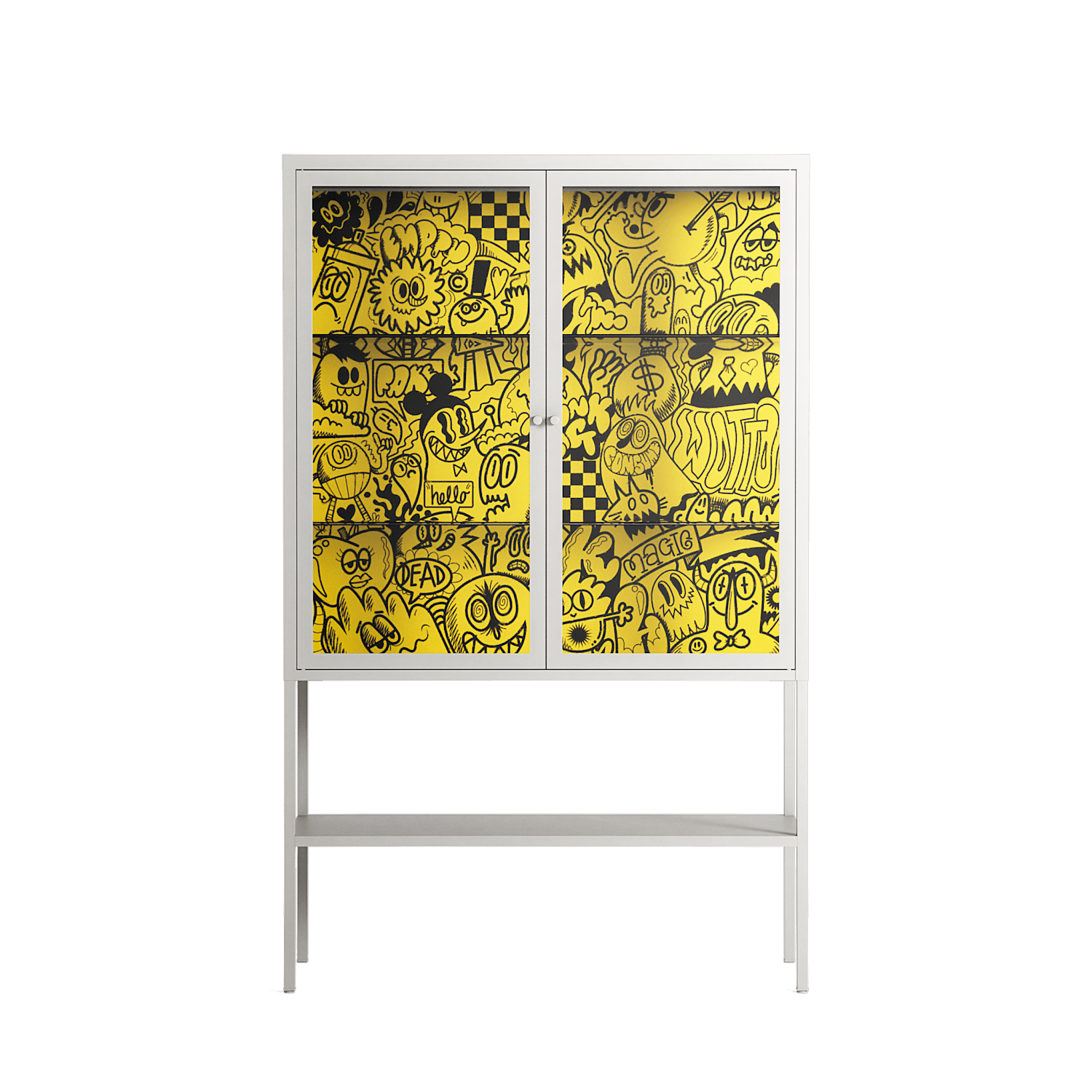 What a Mess - Loft Cabinet - Craig Watkins - Chalk - Clear glass