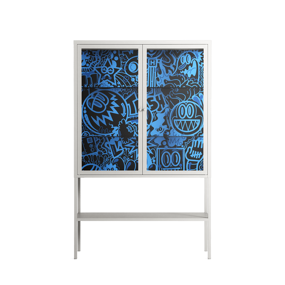The Blue Line - Loft Cabinet - Craig Watkins - Chalk - Clear glass
