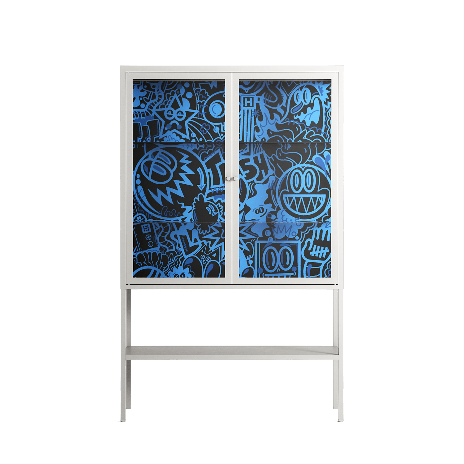 The Blue Line - Loft Cabinet - Craig Watkins - Chalk - Clear glass