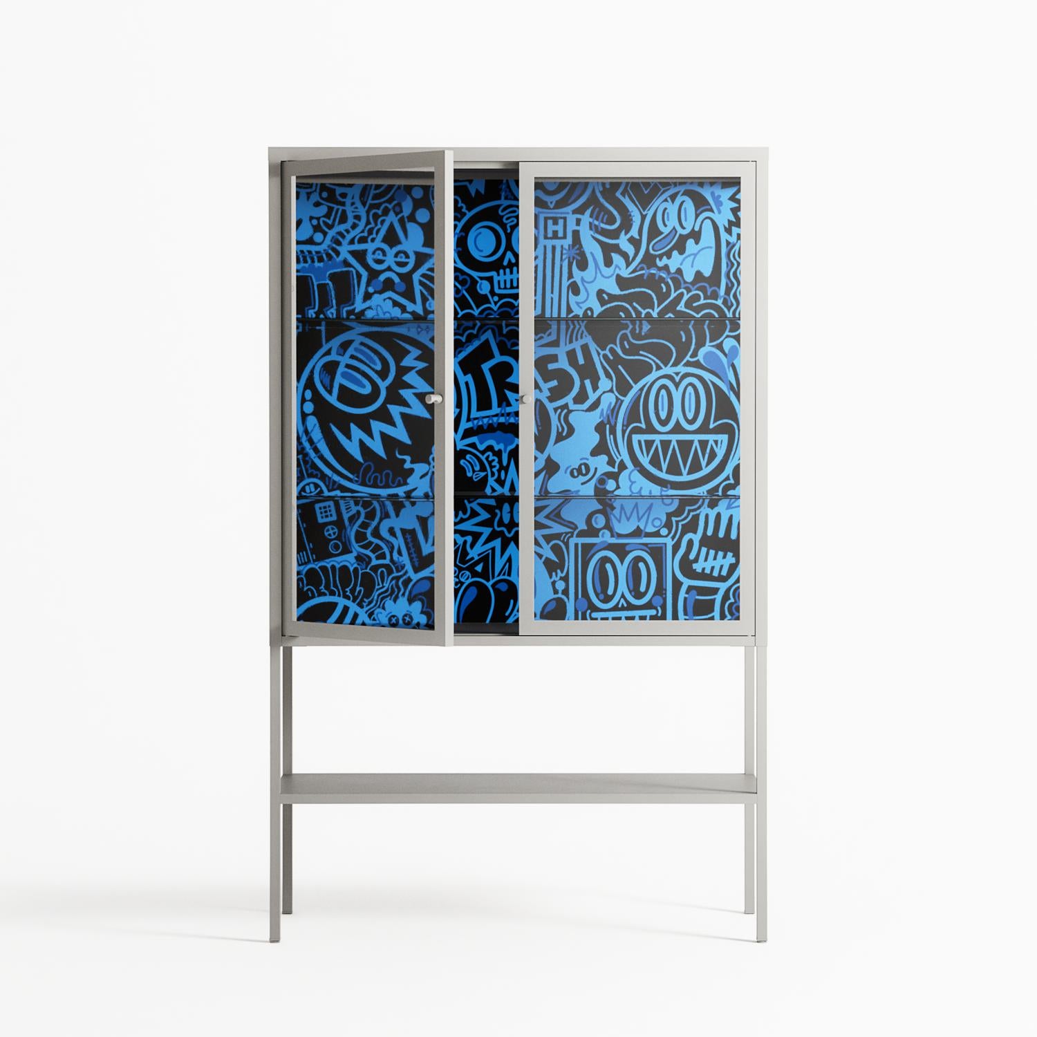 The Blue Line - Loft Cabinet - Craig Watkins - Chalk - Clear glass