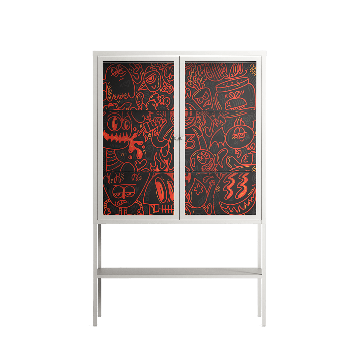 Wottosque Red - Loft Cabinet - Craig Watkins - Chalk - Clear glass