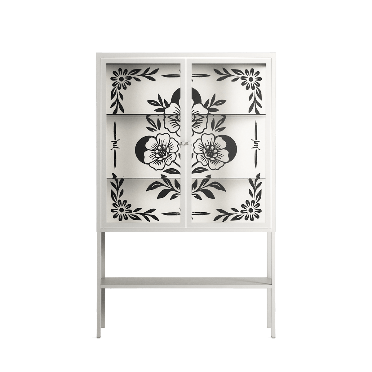 Barbed Bloom - Loft Cabinet - Daphna Sebbane - Chalk - Clear glass