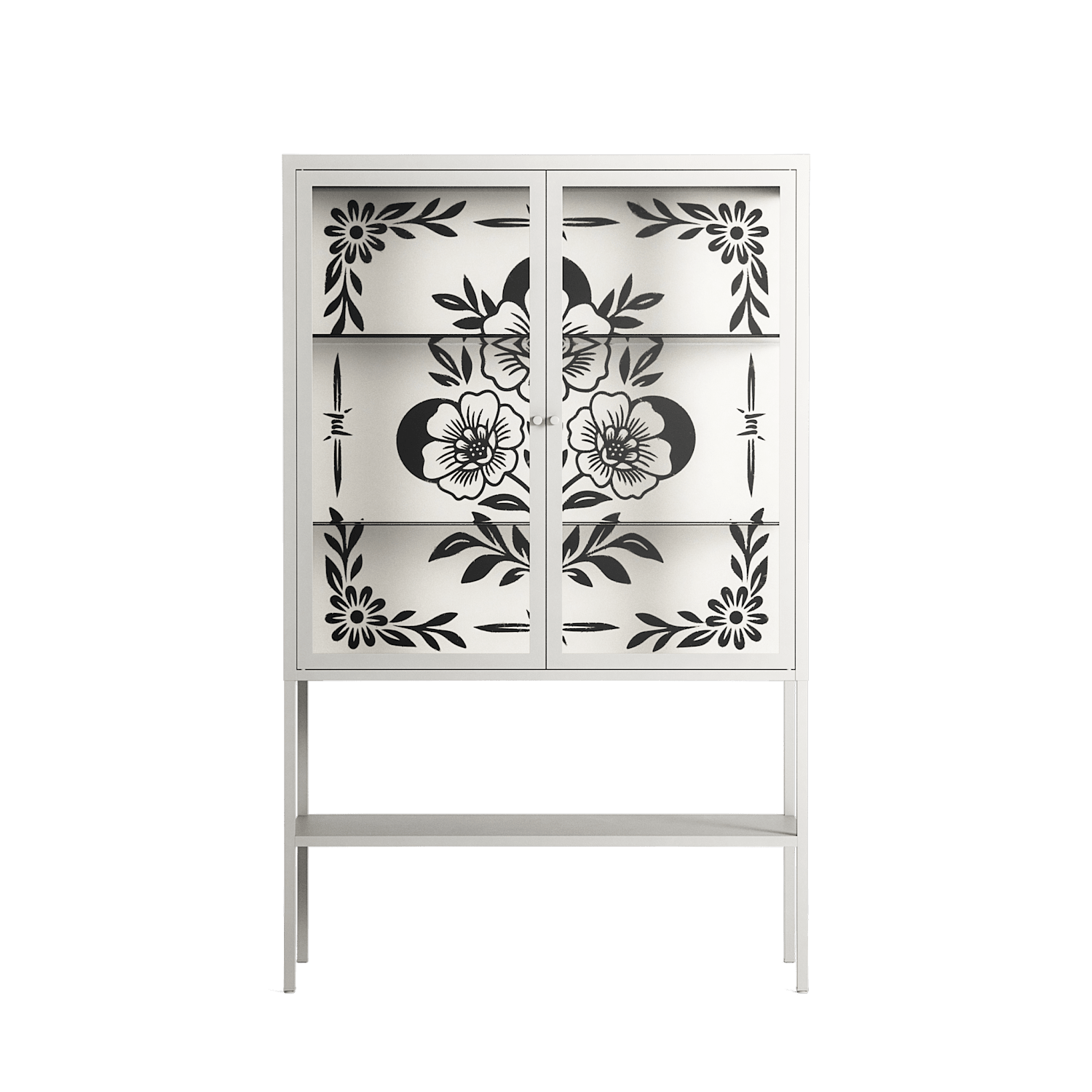 Barbed Bloom - Loft Cabinet - Daphna Sebbane - Chalk - Clear glass