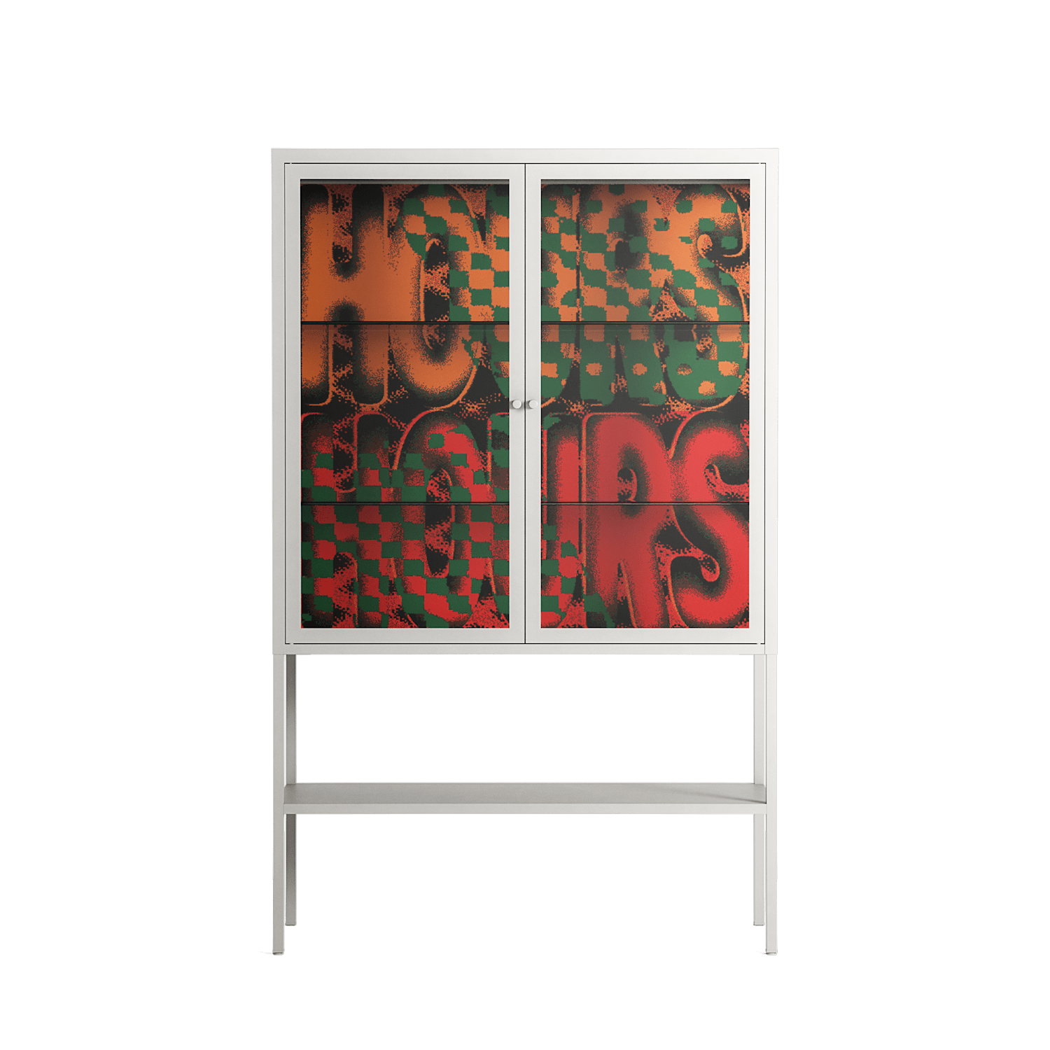 Hours - Loft Cabinet - Oluwasheyi Adebayo - Chalk - Clear glass