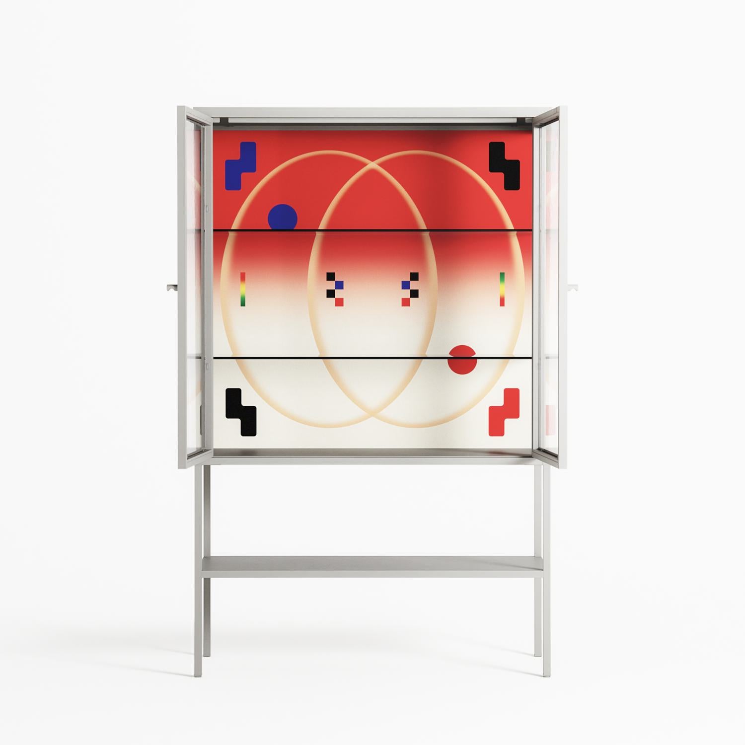 Parallel Mirage - Loft Cabinet - Oluwasheyi Adebayo - Chalk - Clear glass