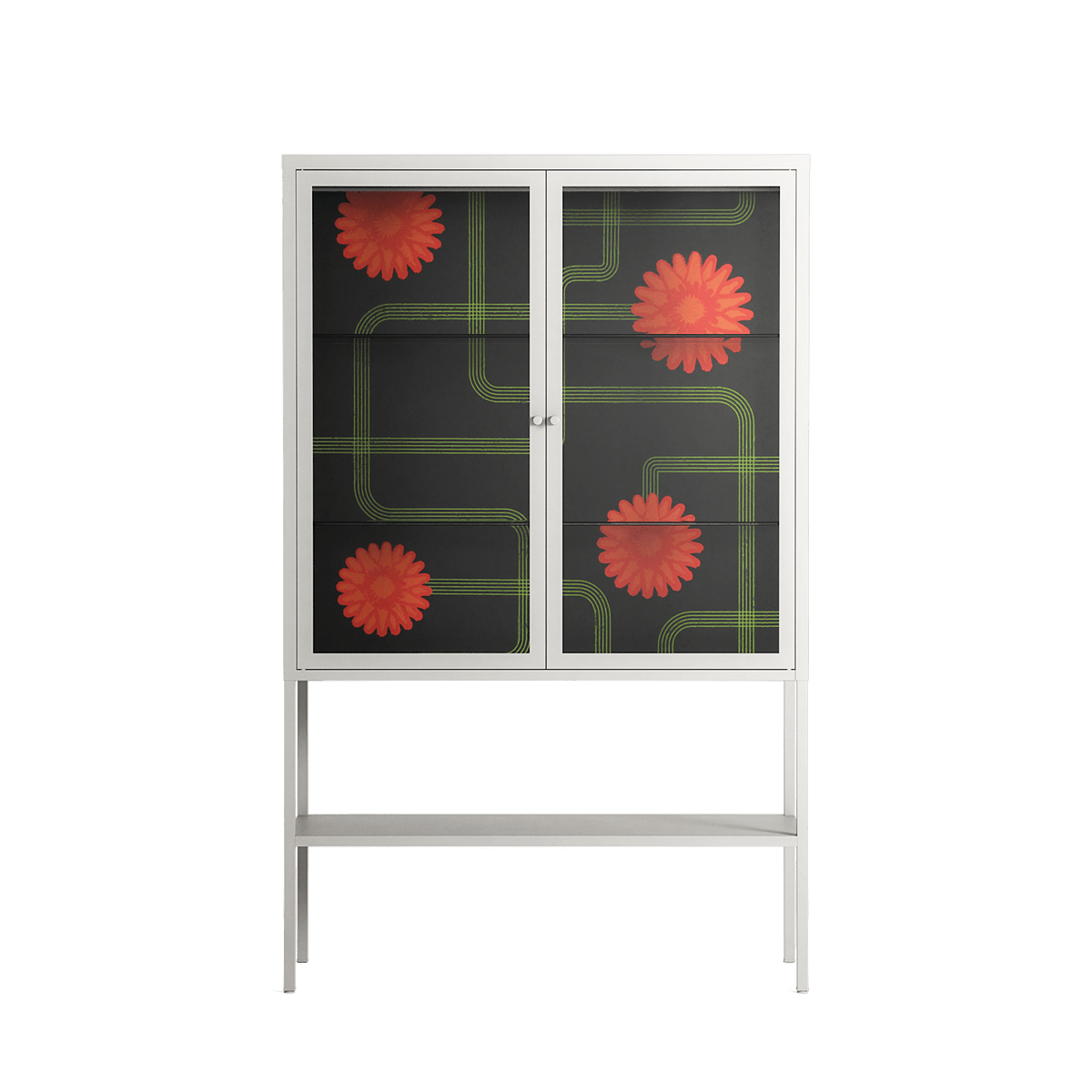 Floral Pipes - Loft Cabinet - Kristin Eriksson - Chalk - Clear glass