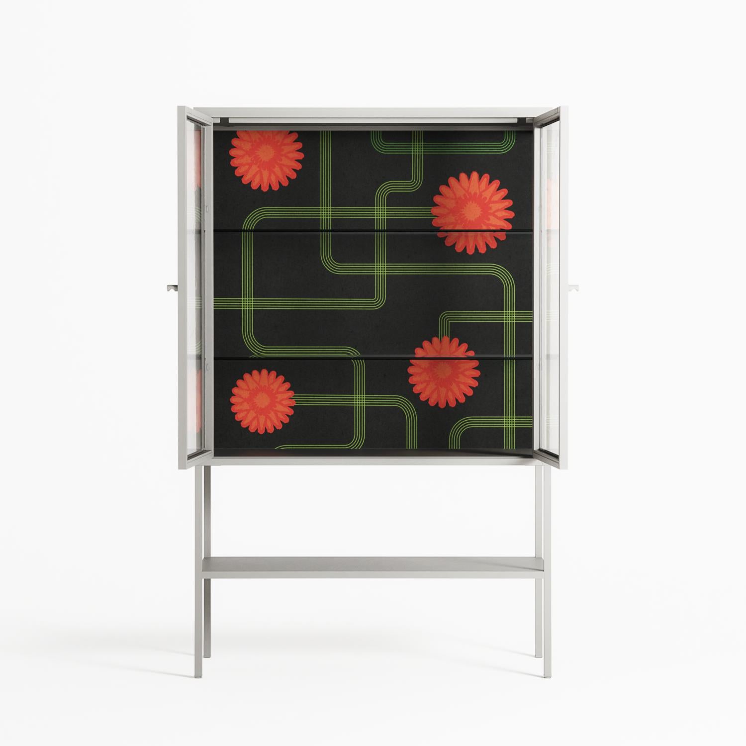 Floral Pipes - Loft Cabinet - Kristin Eriksson - Chalk - Clear glass