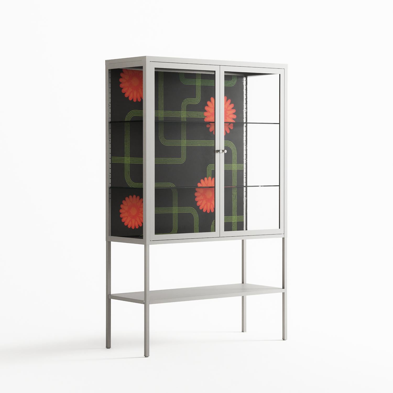 Floral Pipes - Loft Cabinet - Kristin Eriksson - Chalk - Clear glass