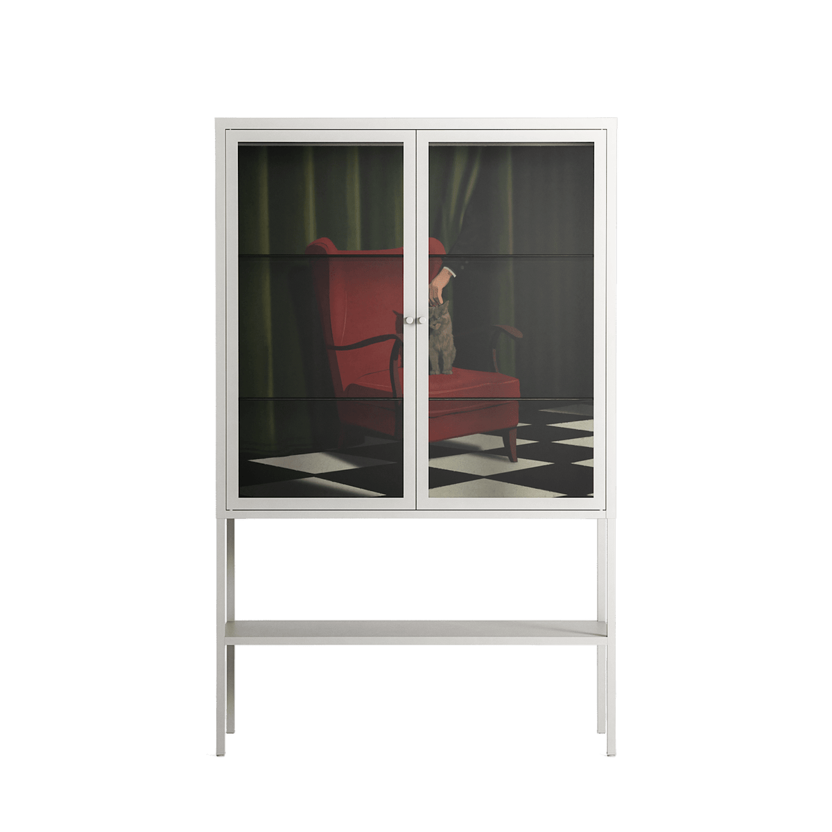 The Man Behind The Curtain - Loft Cabinet - Kristin Eriksson - Chalk - Clear glass