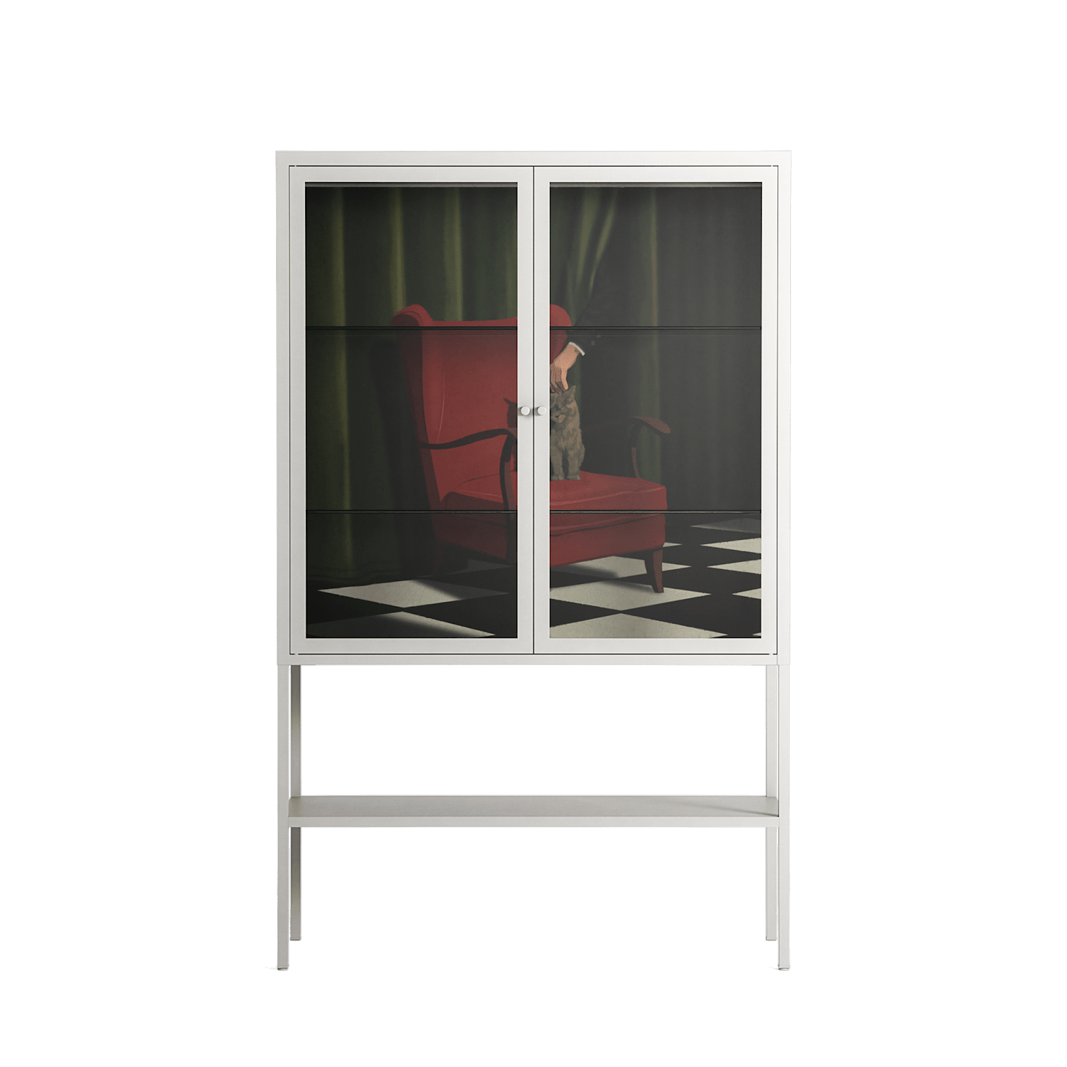 The Man Behind The Curtain - Loft Cabinet - Kristin Eriksson - Chalk - Clear glass
